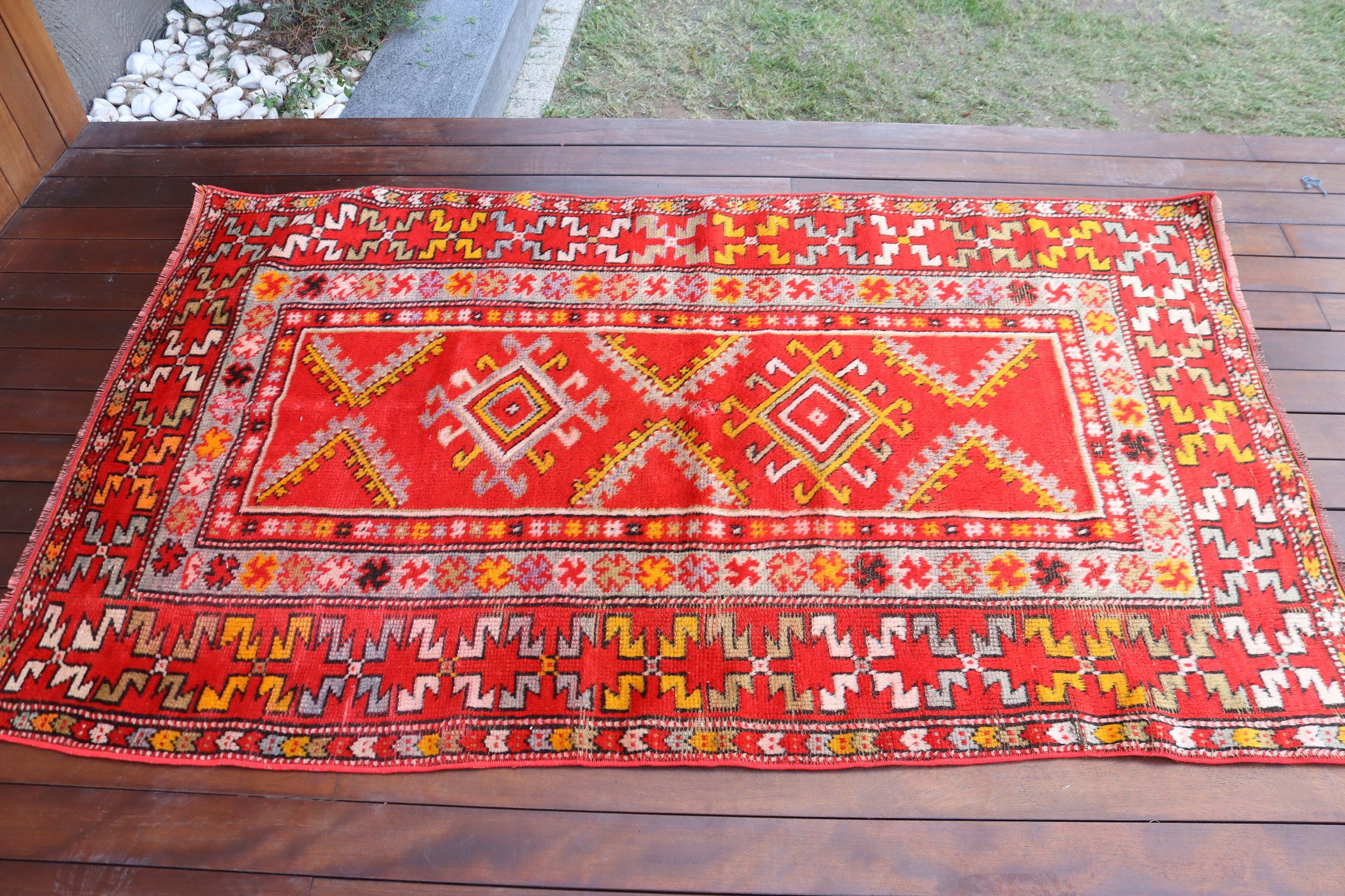 Fas Halısı, Kırmızı İfade Halıları, Vintage Halılar, Boho Vurgulu Halılar, 3,5x6 ft Vurgulu Halı, Düz Dokuma Halılar, Yatak Odası Halıları, Türk Halısı, Aztek Halısı