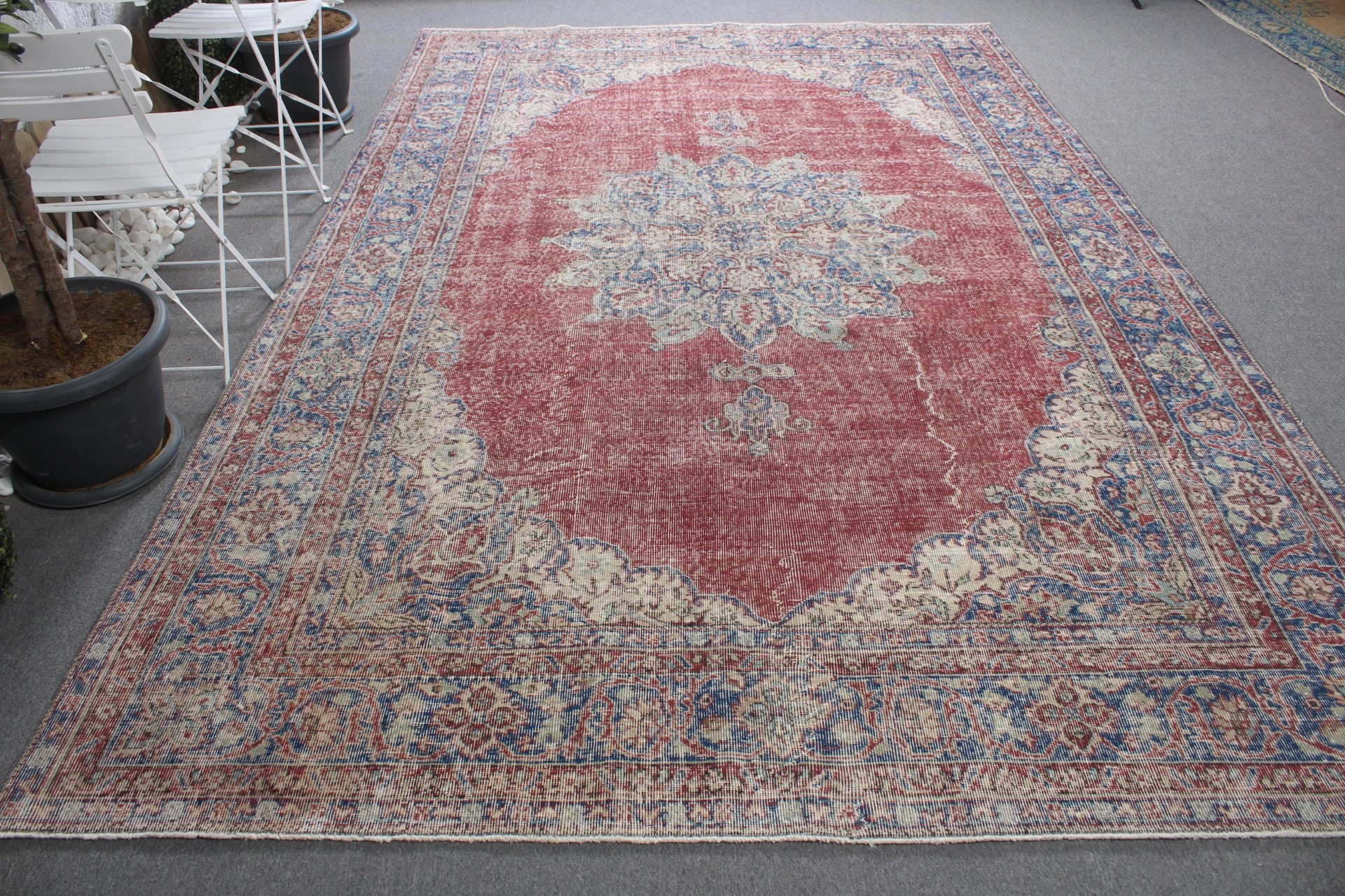 Turkish Rug, Vintage Rugs, Office Rugs, 7.4x11.5 ft Oversize Rugs, Kitchen Rugs, Anatolian Rug, Red Oriental Rugs, Salon Rug, Saloon Rug