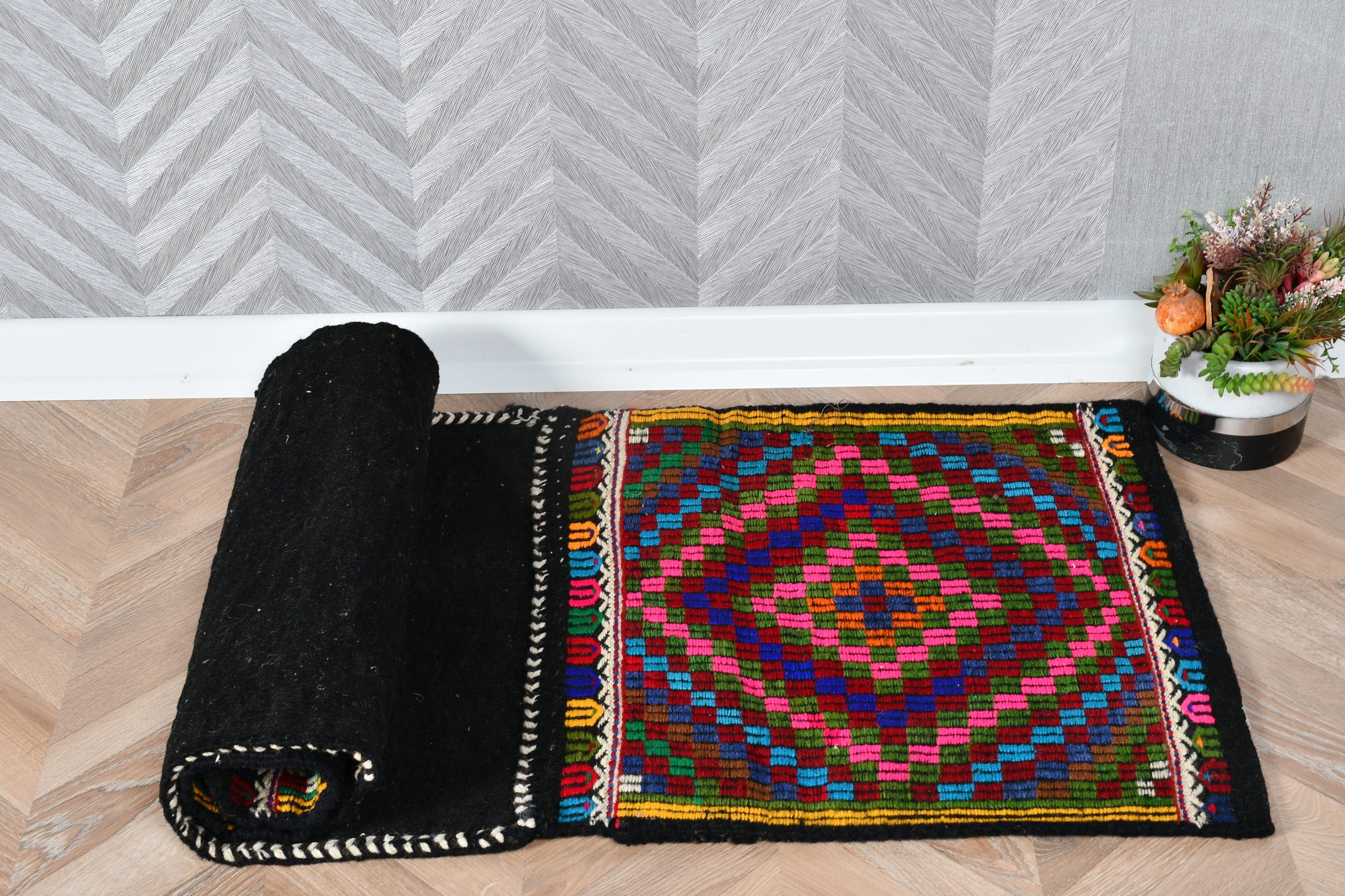 1.8x5.4 ft Runner Halı, Yurt Halısı, Koridor Halısı, Ev Dekorasyonu Halıları, Türk Halıları, Siyah Yatak Odası Halısı, Antika Halı, Vintage Halılar, Runner Halıları