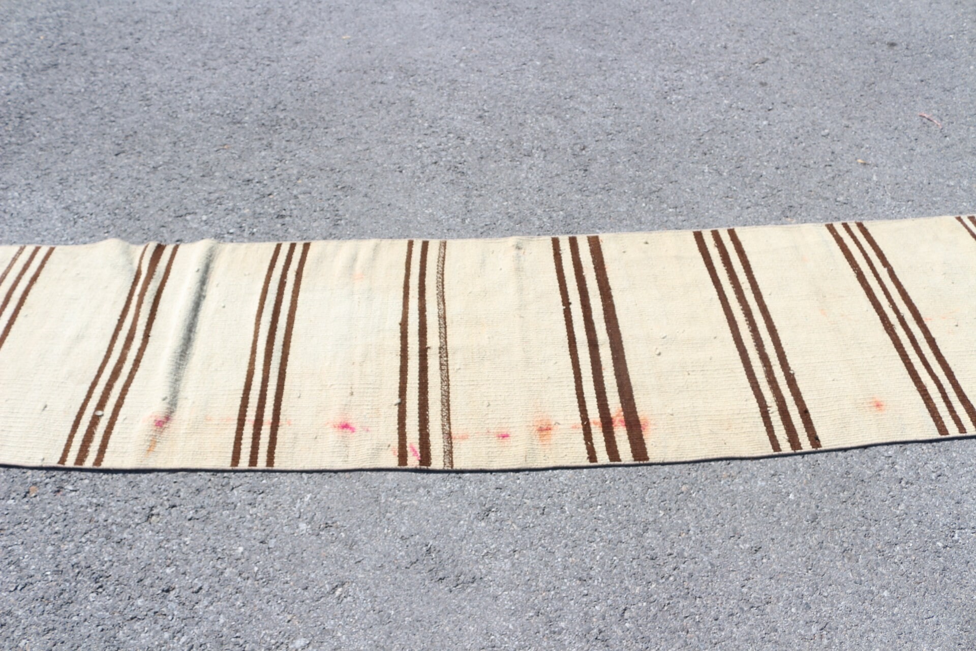 Vintage Halı, Kilim, Merdiven Halısı, Koridor Halıları, Bej Mutfak Halısı, Türk Halısı, Yün Halı, 2.2x10.3 ft Yolluk Halıları, Ev Dekorasyonu Halısı