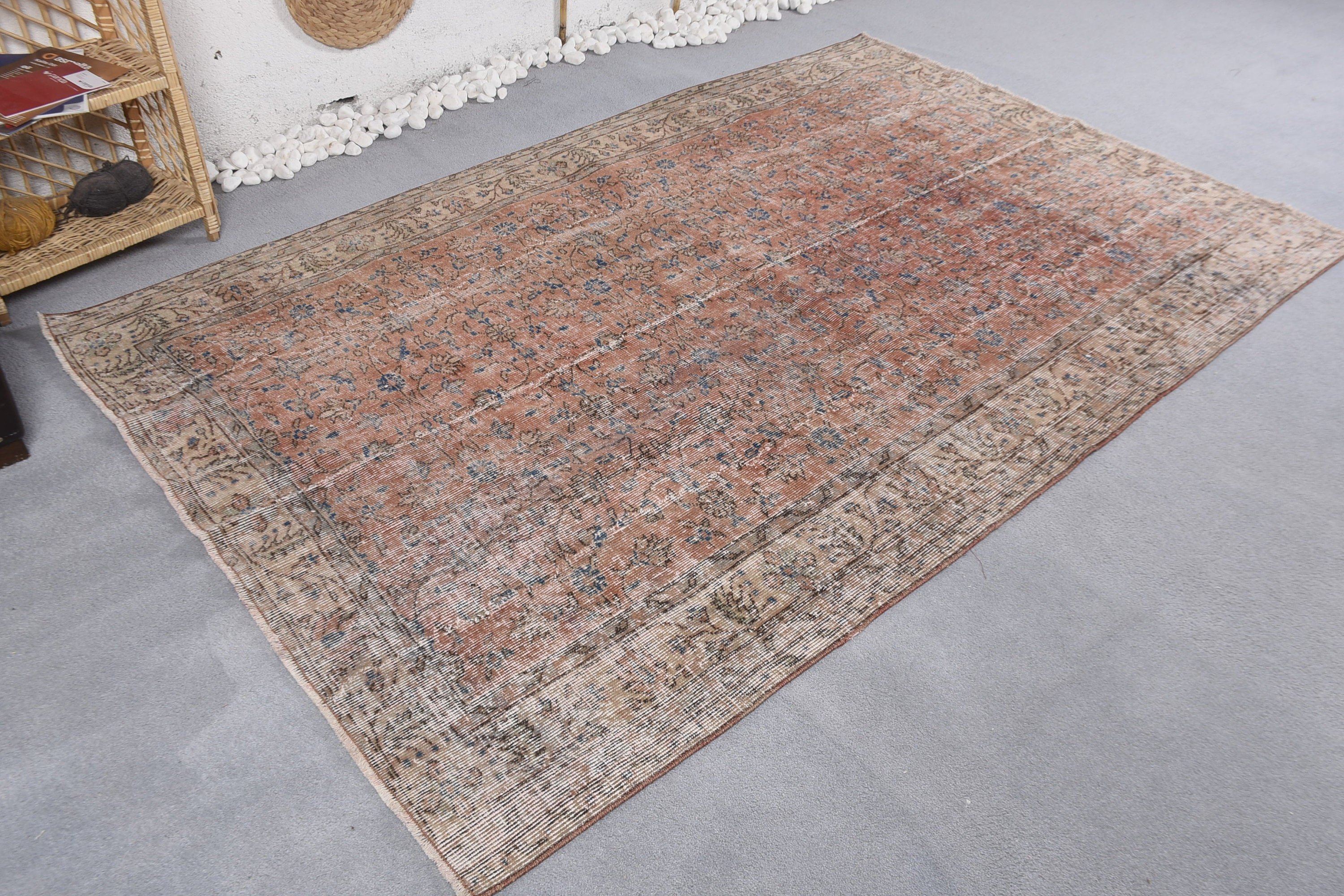 Mutfak Halıları, Sevimli Halı, 5.3x8 ft Büyük Halı, Yemek Odası Halıları, Turuncu Anadolu Halısı, Türk Halısı, Vintage Halılar, Oturma Odası Halısı, Yatak Odası Halısı