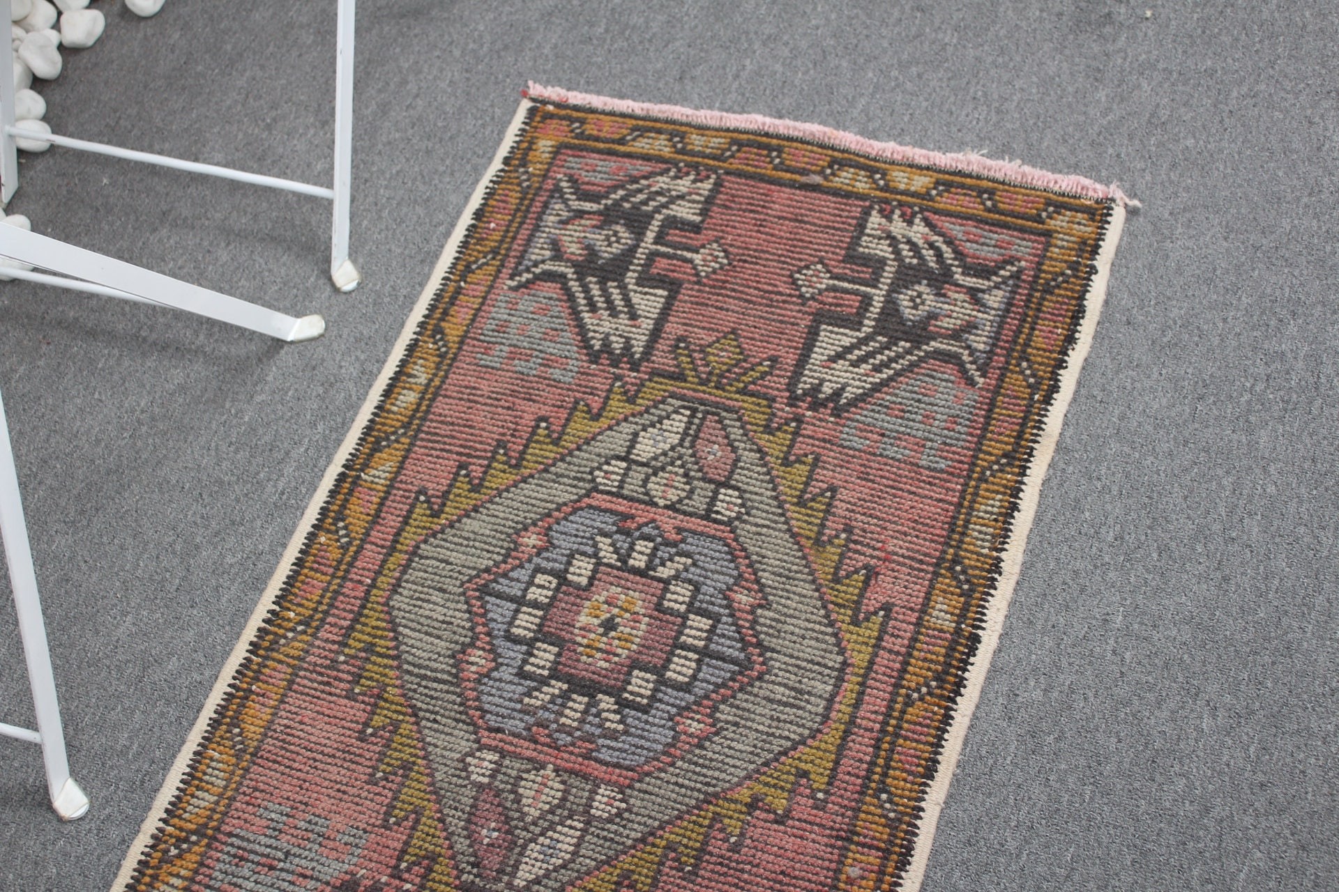 Kitchen Rug, Pink Oushak Rug, 1.7x3.4 ft Small Rug, Wall Hanging Rug, Cute Bath Mat Rug, Entry Rug, Oriental Rugs, Turkish Rug, Vintage Rug