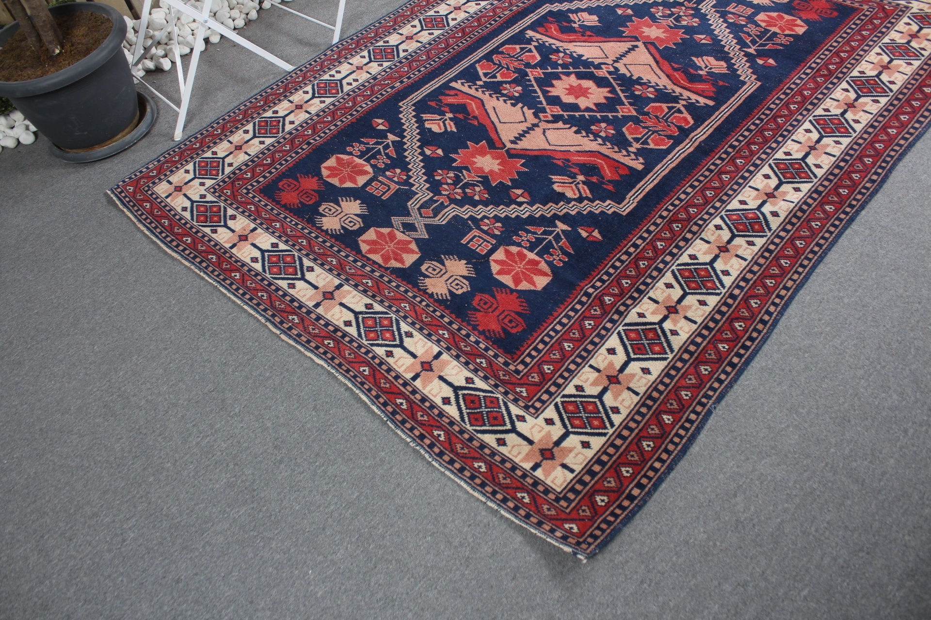 Blue Anatolian Rug, Office Rug, Turkish Rugs, Floor Rug, Home Decor Rug, 5.2x7.1 ft Area Rugs, Vintage Rug, Living Room Rug