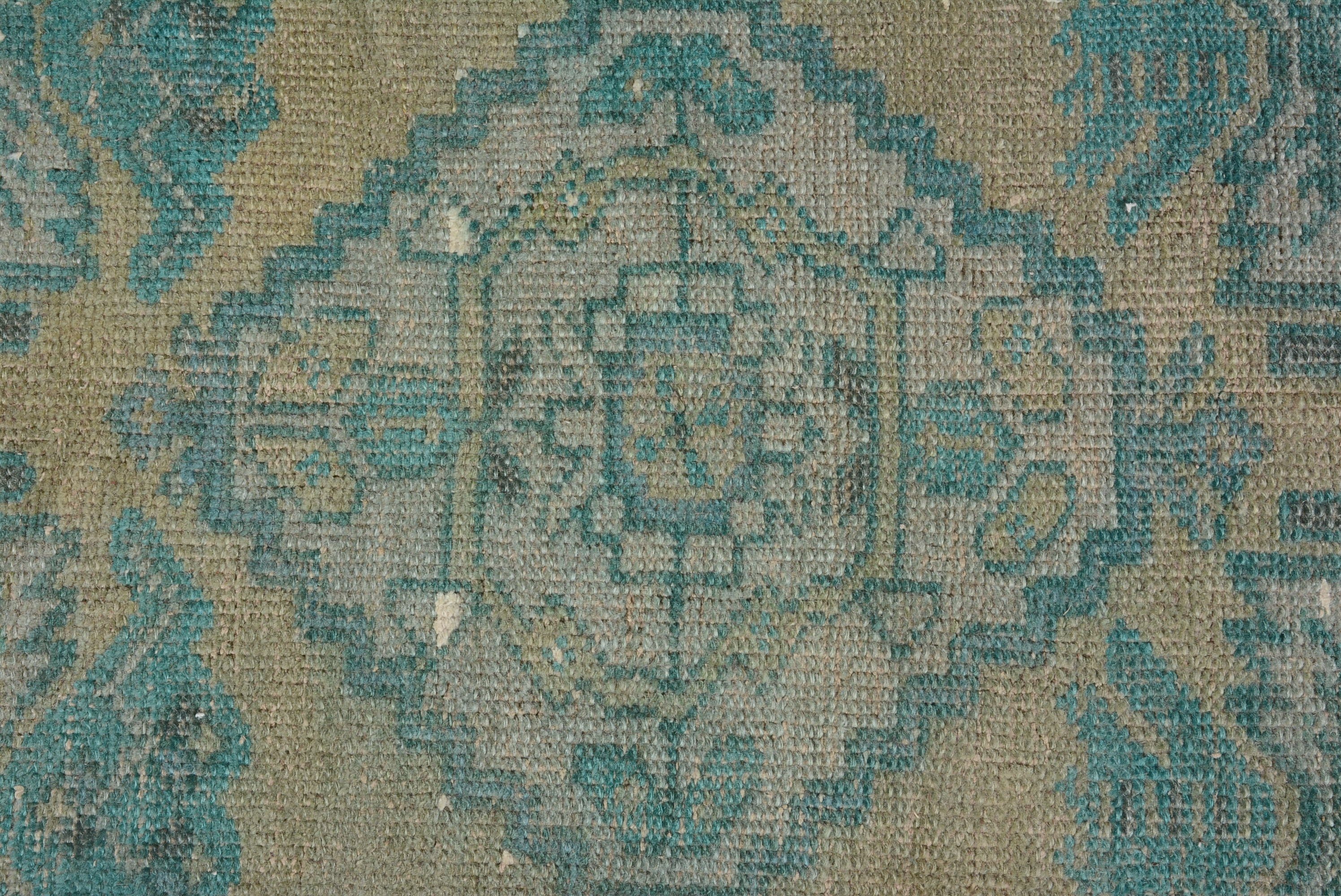 Yeşil Oushak Halı, 1.5x2.9 ft Küçük Halı, Oryantal Halılar, Türk Halısı, Giriş Halısı, Havalı Halı, Vintage Halı, Duvara Asılı Halılar, Kapı Paspası Halıları