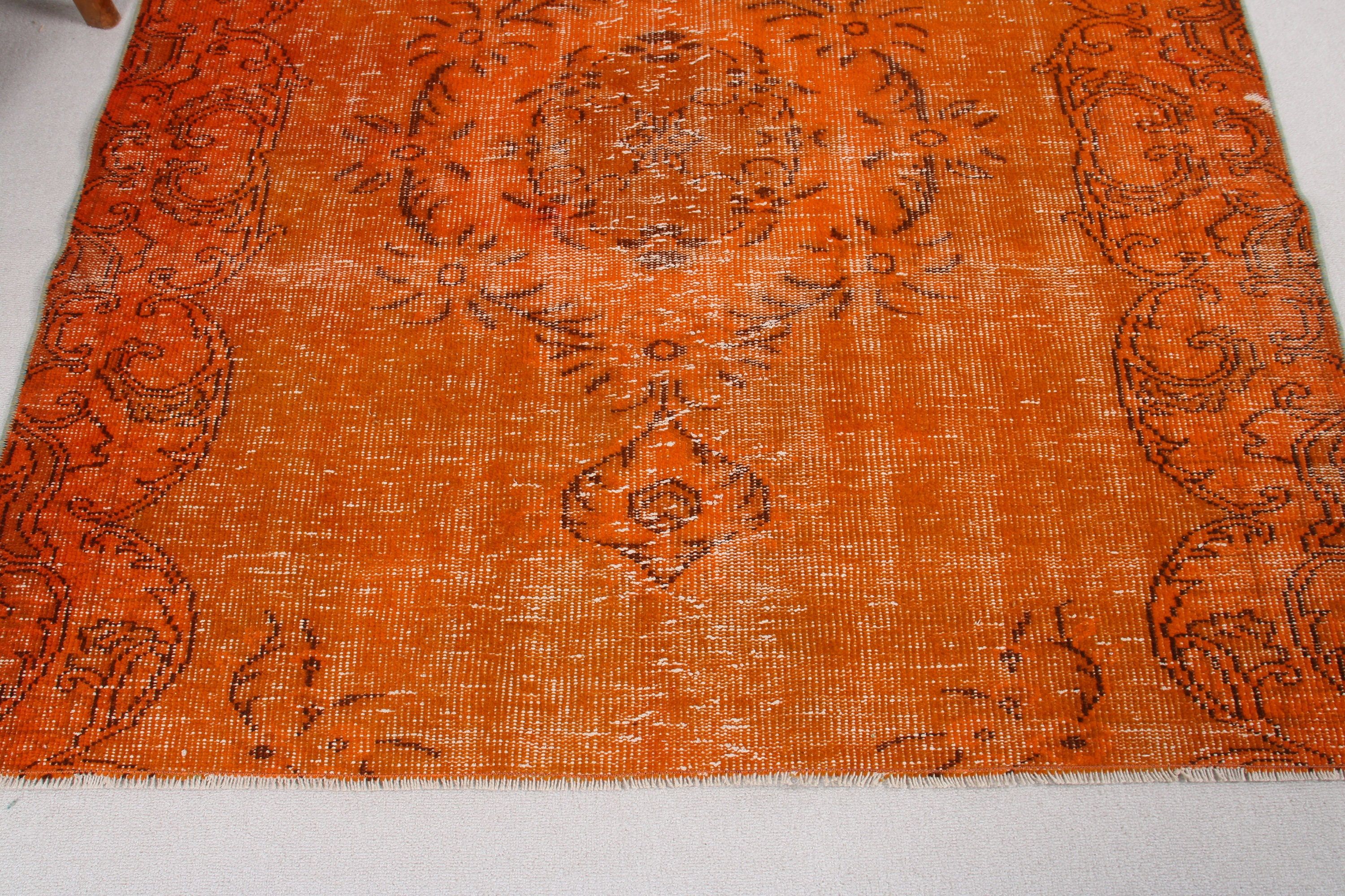 Statement Rugs, Nursery Rug, 5.2x5.1 ft Area Rug, Geometric Rugs, Vintage Rugs, Orange Statement Rugs, Turkish Rugs, Indoor Rugs, Floor Rug