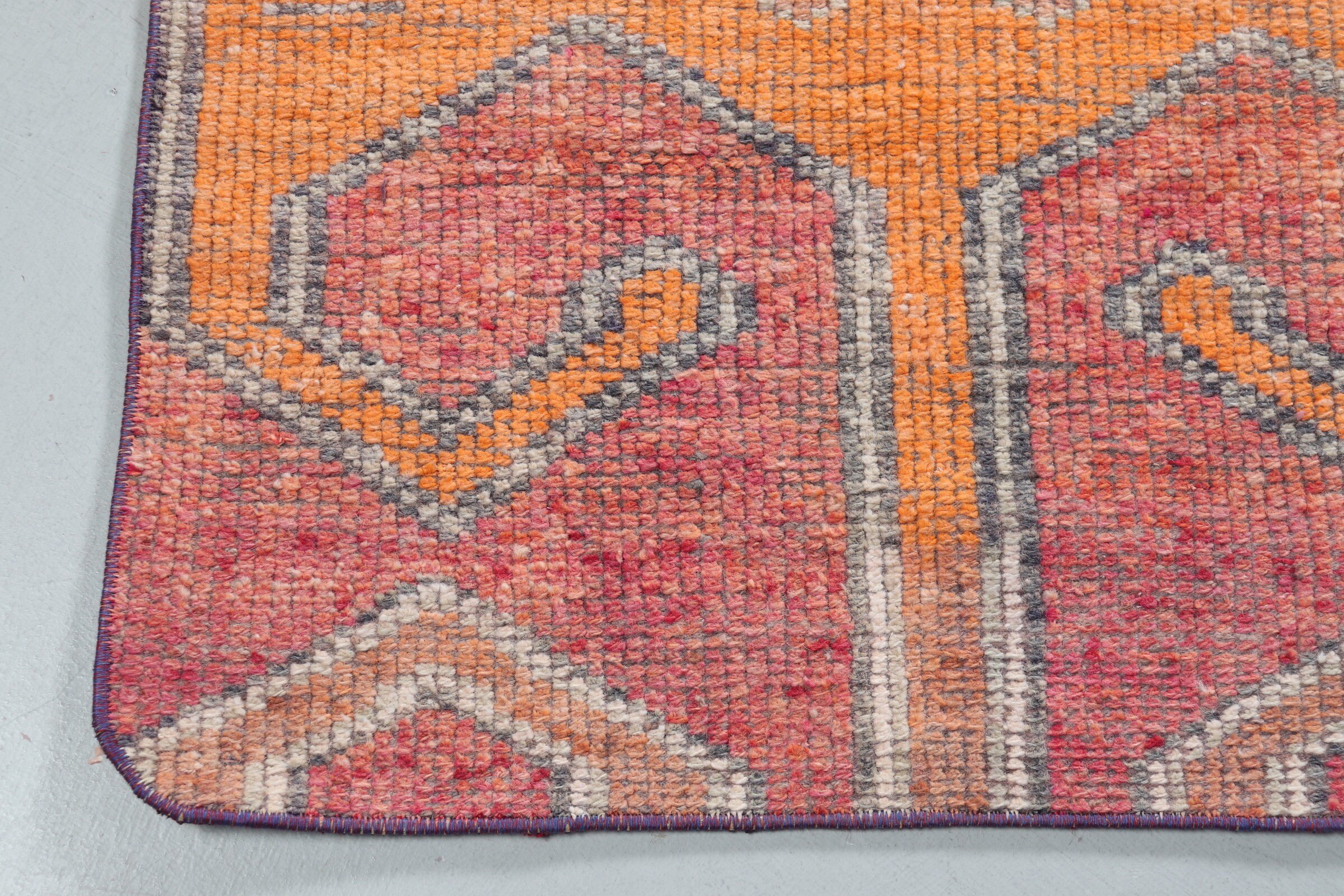 Oushak Rug, Turkish Rugs, Vintage Rugs, Kitchen Rug, Orange Wool Rugs, Floor Rugs, Rugs for Entry, Nursery Rug, 2.7x2.9 ft Small Rug