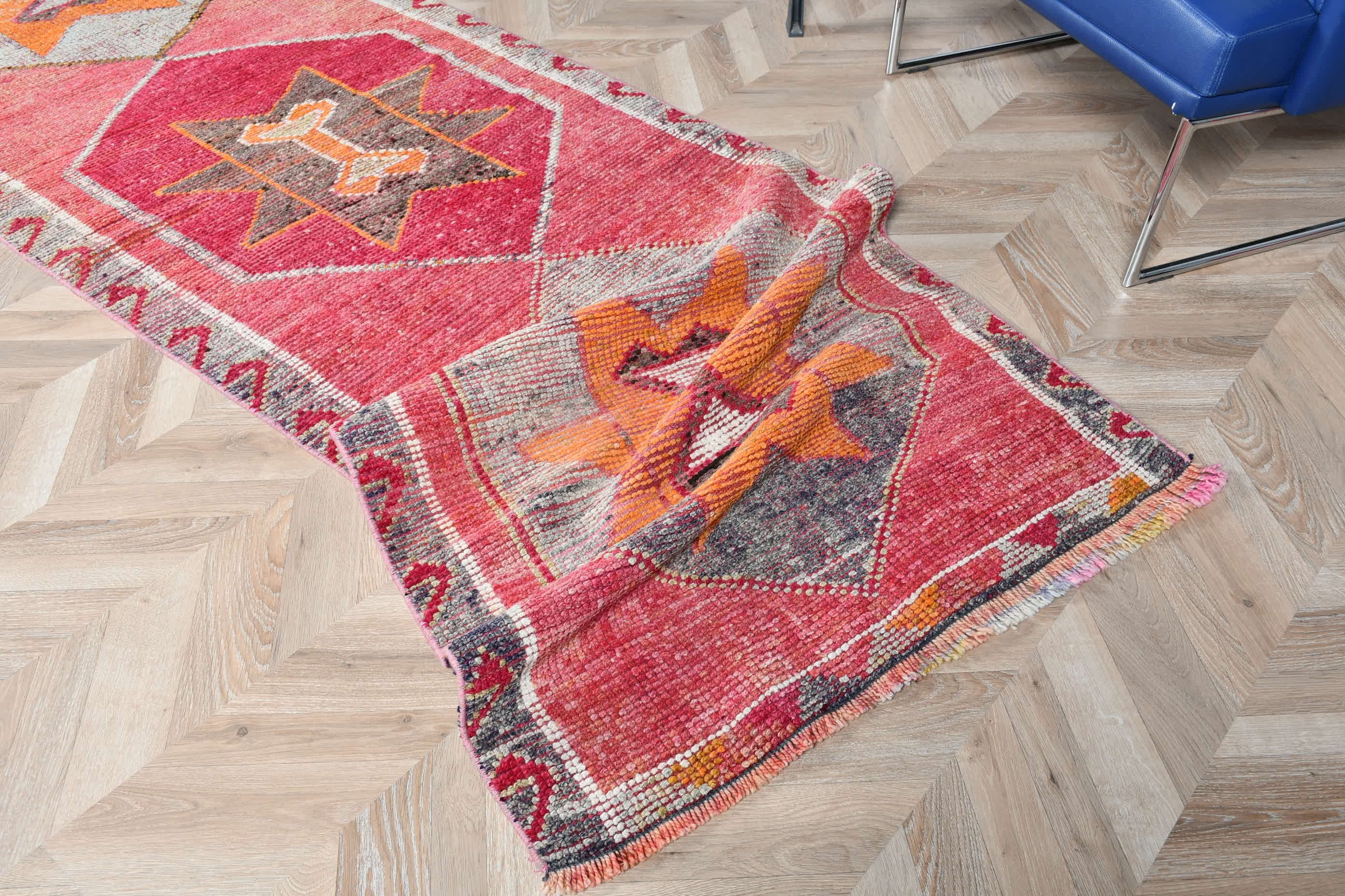 Turkish Rug, 3.3x10.4 ft Runner Rug, Rugs for Kitchen, Vintage Rug, Kitchen Rugs, Wool Rugs, Pink Oushak Rug, Hallway Rug, Oushak Rugs