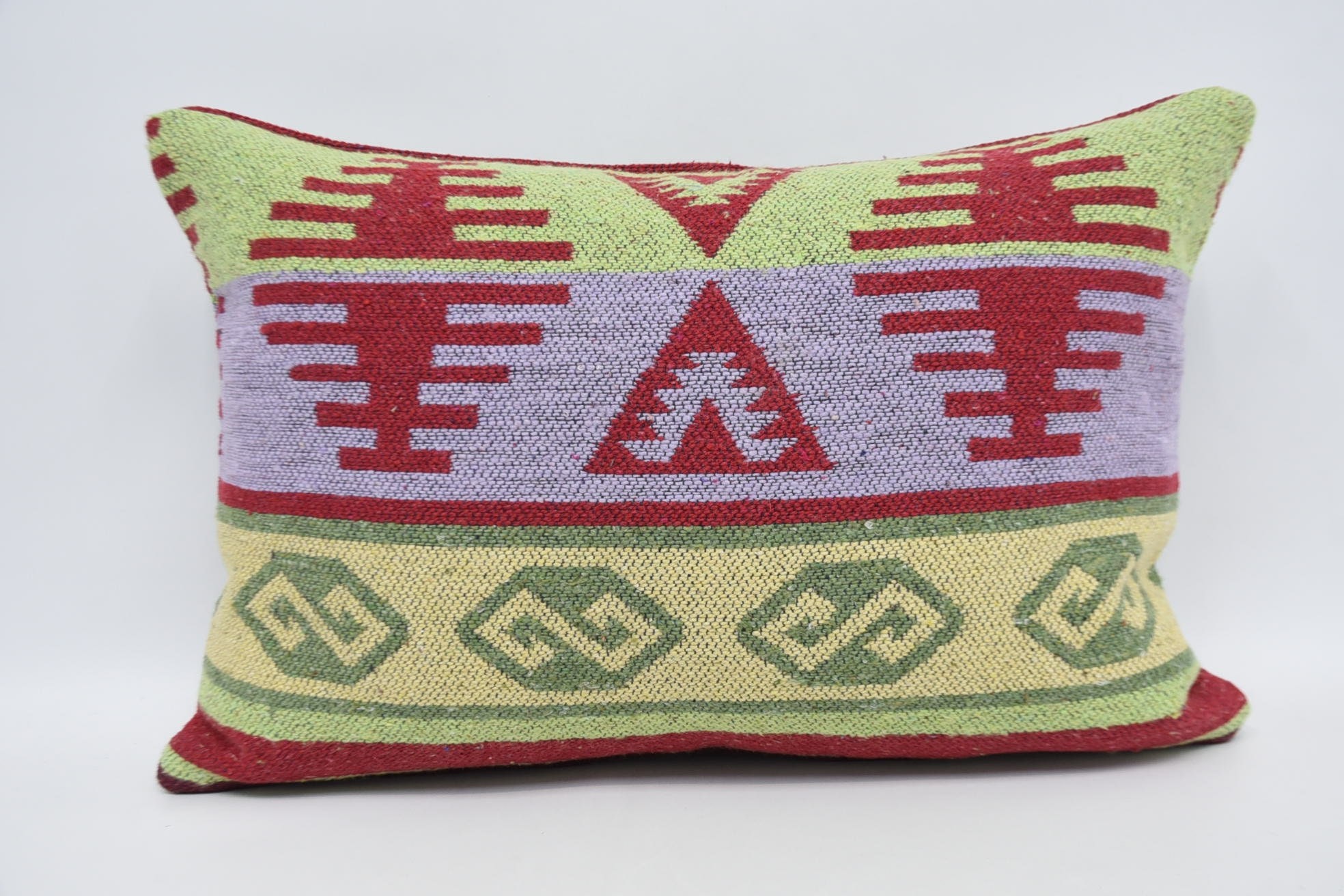 Nomadic Cushion Case, 16"x24" Green Cushion Case, Boho Pillow, Kilim Pillow Cover, Aztec Pillow, Antique Pillows
