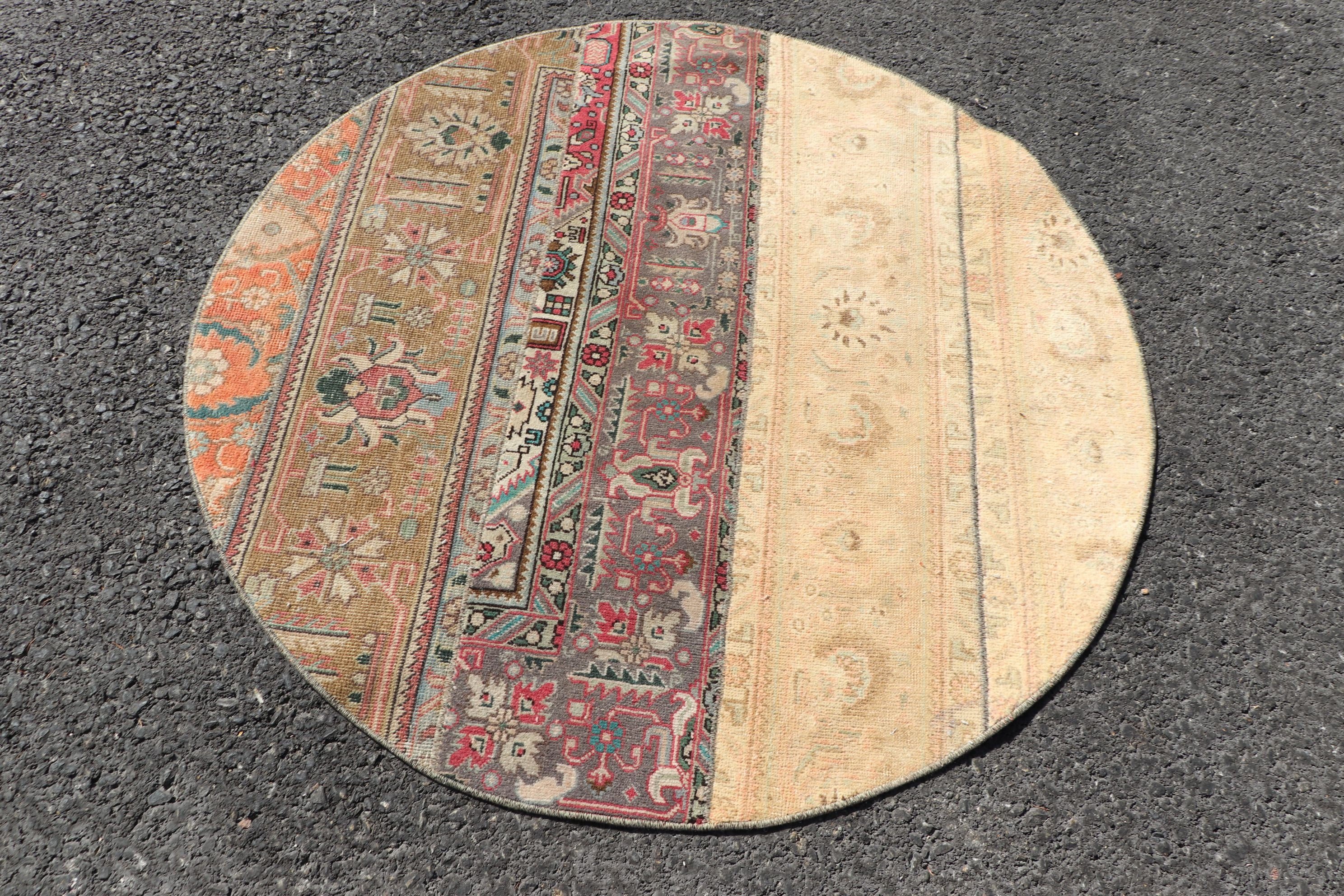 Yün Halı, 4.2x4.2 ft Accent Halı, Bej Yün Halı, Türkiye Halısı, Vintage Halı, Giriş Halıları, Çocuk Halısı, Türk Halısı, Giriş Halısı