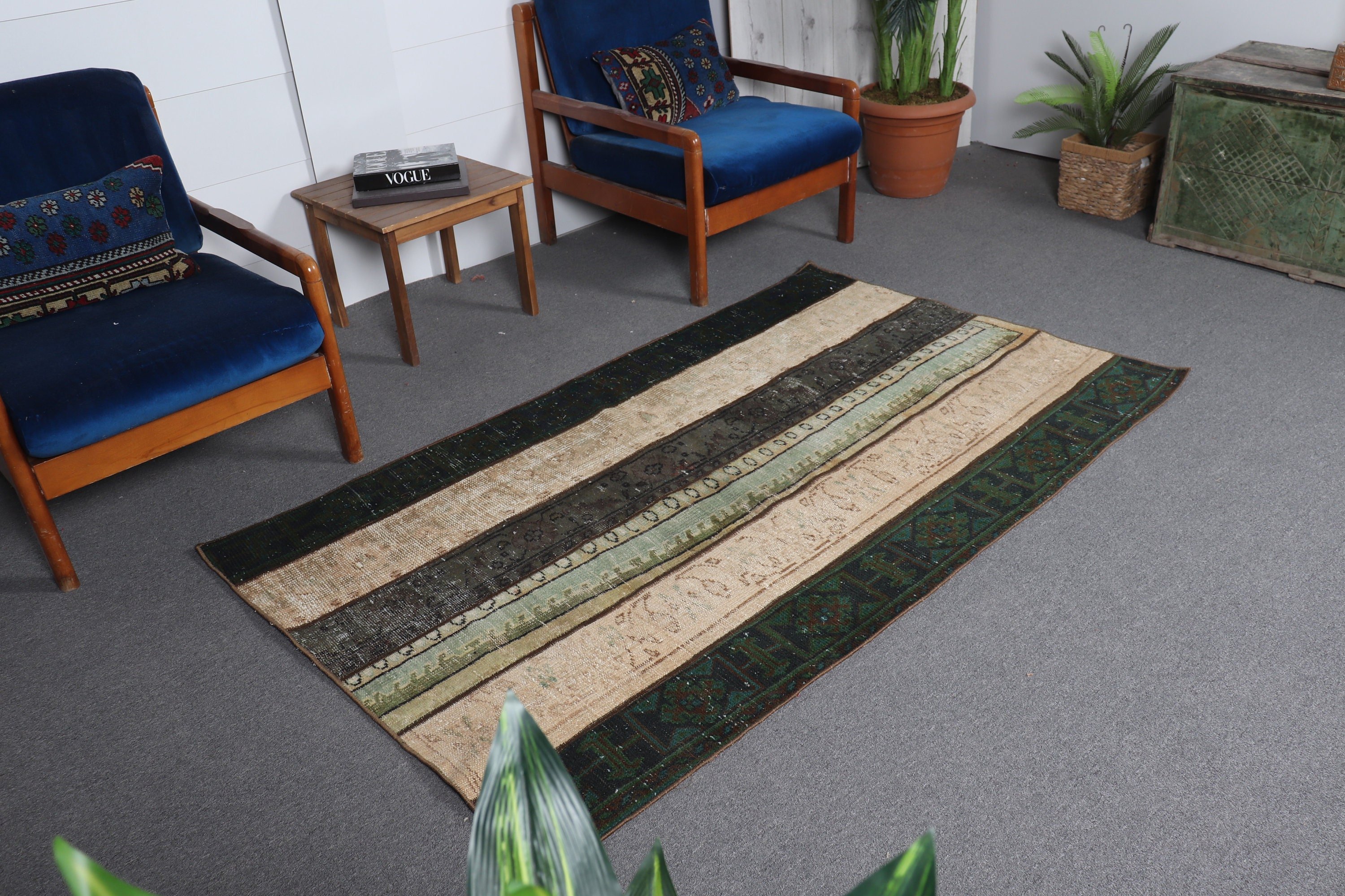 Floor Rug, 3.8x6.3 ft Accent Rugs, Aztec Rug, Entry Rug, Rugs for Nursery, Vintage Rugs, Bedroom Rugs, Turkish Rug, Rainbow Oushak Rugs