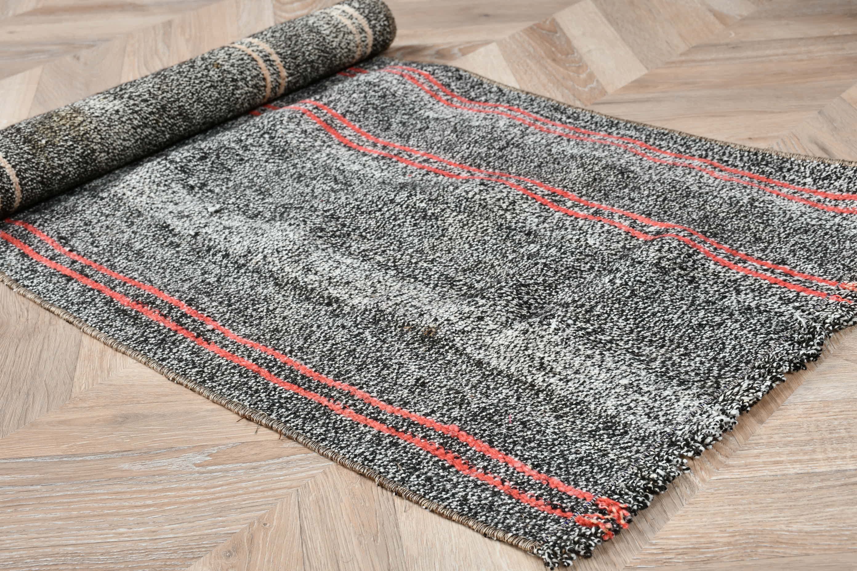 Türk Halısı, Kilim, Siyah Oryantal Halı, Oushak Halısı, Ev Dekorasyonu Halısı, Vintage Halılar, Duvara Asılı Halılar, Banyo Halıları, 1.8x4.4 ft Küçük Halı