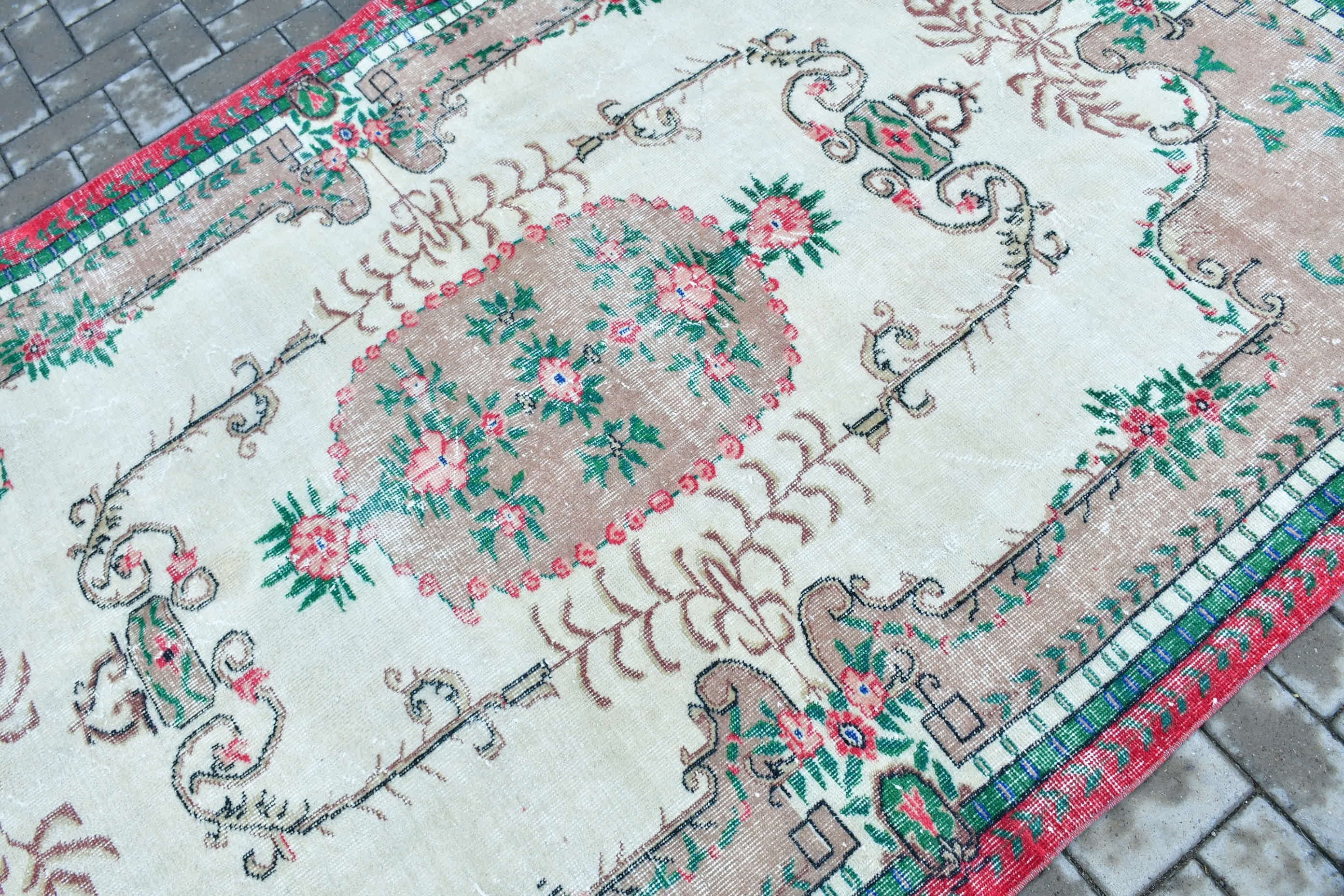 Old Rug, Turkish Rug, Green  5.4x8.9 ft Large Rug, Living Room Rug, Antique Rug, Bedroom Rug, Vintage Rugs