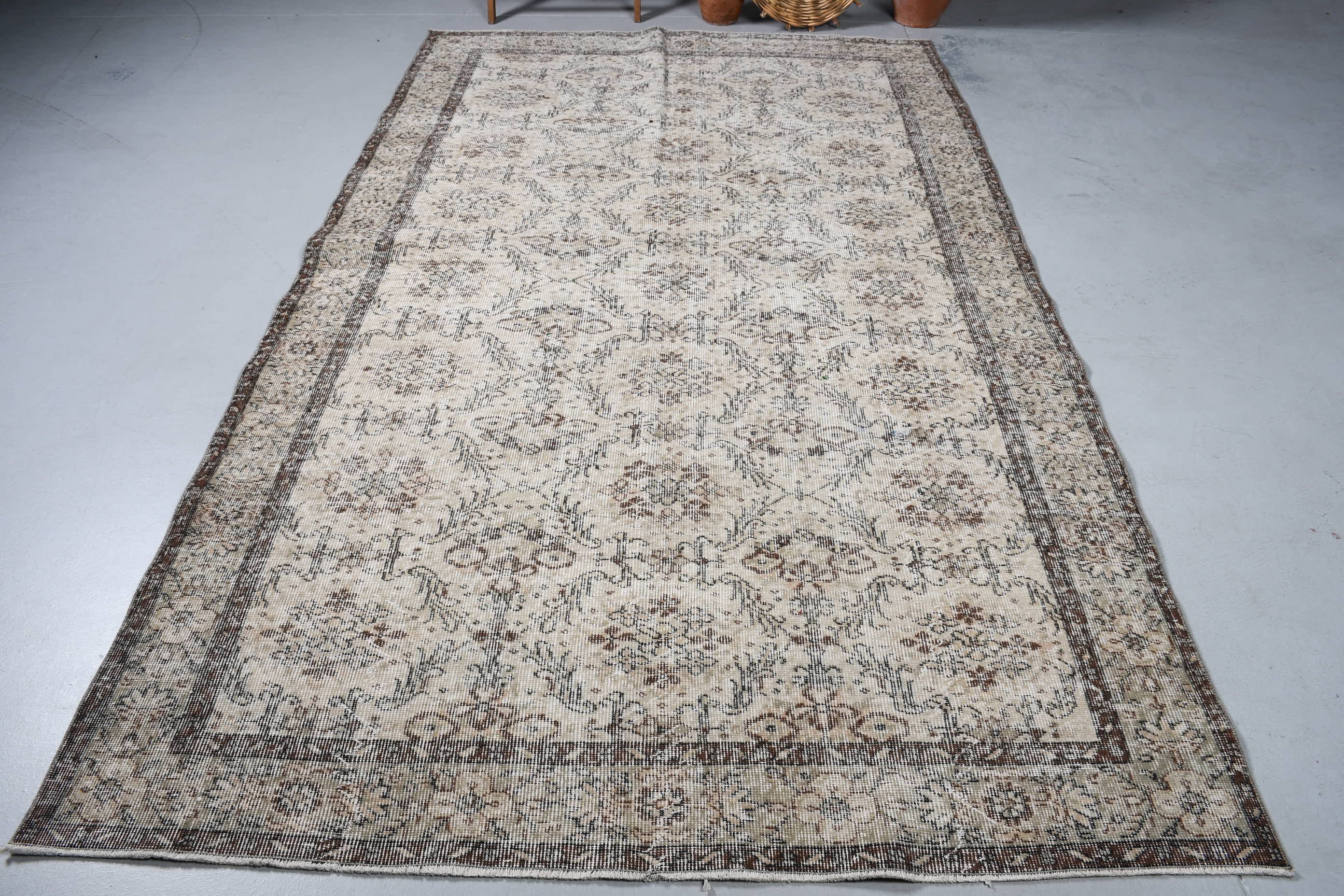 Oushak Rug, Anatolian Rug, Turkish Rugs, Dining Room Rug, Beige Moroccan Rug, Pale Rug, Vintage Rug, Living Room Rugs, 5.6x9.4 ft Large Rug