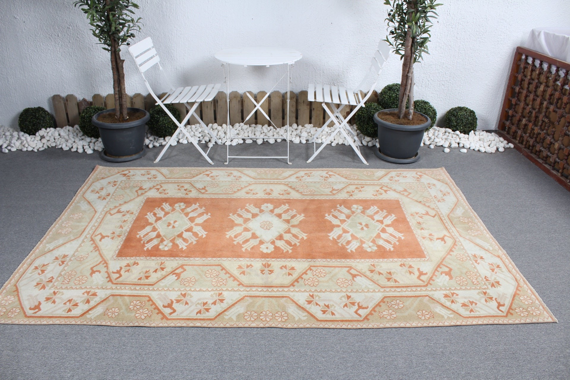 Beige Moroccan Rugs, Vintage Rugs, Boho Rug, Turkish Rug, Salon Rugs, Antique Rug, Home Decor Rug, Bedroom Rug, 5.1x7.9 ft Large Rugs