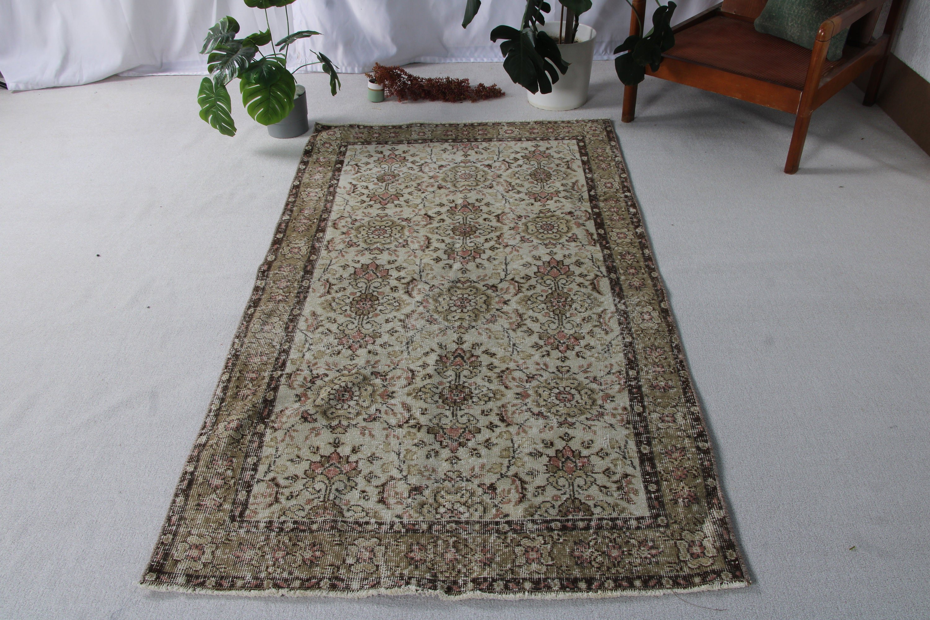 Yeşil Mutfak Halıları, Ev Dekorasyonu Halısı, Vintage Halılar, Vintage Vurgu Halısı, Çocuk Halısı, El Dokuma Halısı, Türk Halısı, 3.6x6.6 ft Accent Halısı