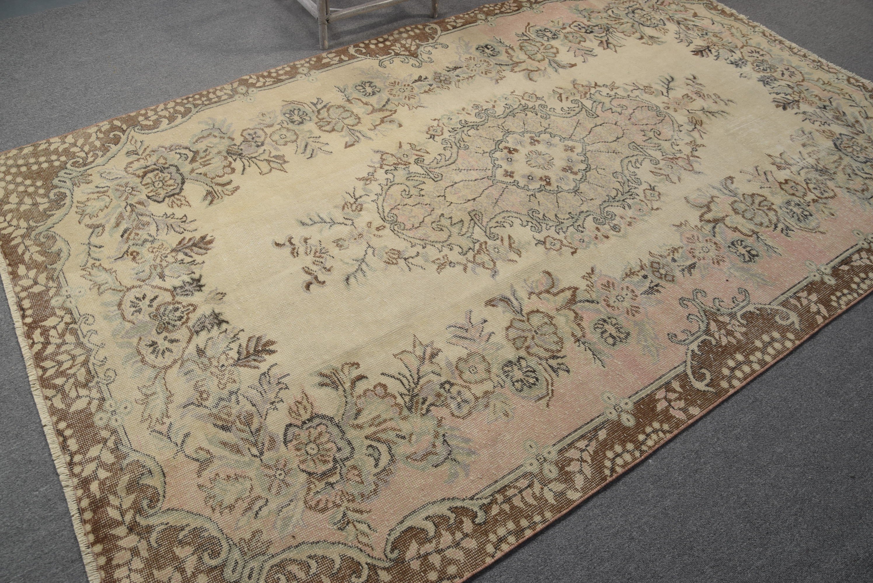Living Room Rug, Tribal Rug, Rugs for Salon, Vintage Rug, Turkish Rug, 5.6x9.3 ft Large Rugs, Beige Bedroom Rug, Cool Rug