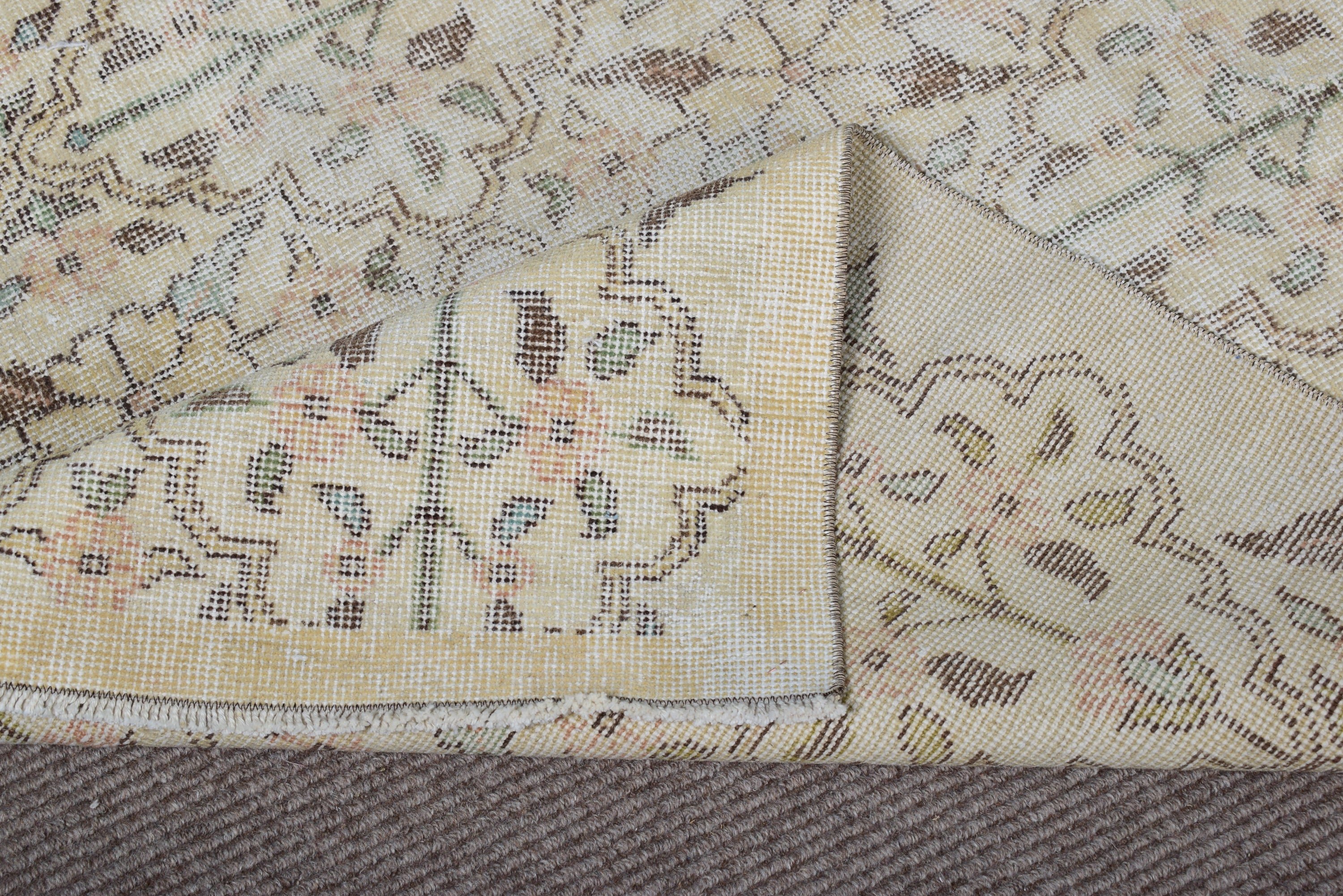 Oushak Halı, Türk Halısı, Bej Oushak Halısı, Boho Accent Halısı, Vintage Halılar, Bohem Halıları, 3,3x6,1 ft Accent Halıları, Yatak Odası Halısı, Nötr Halı