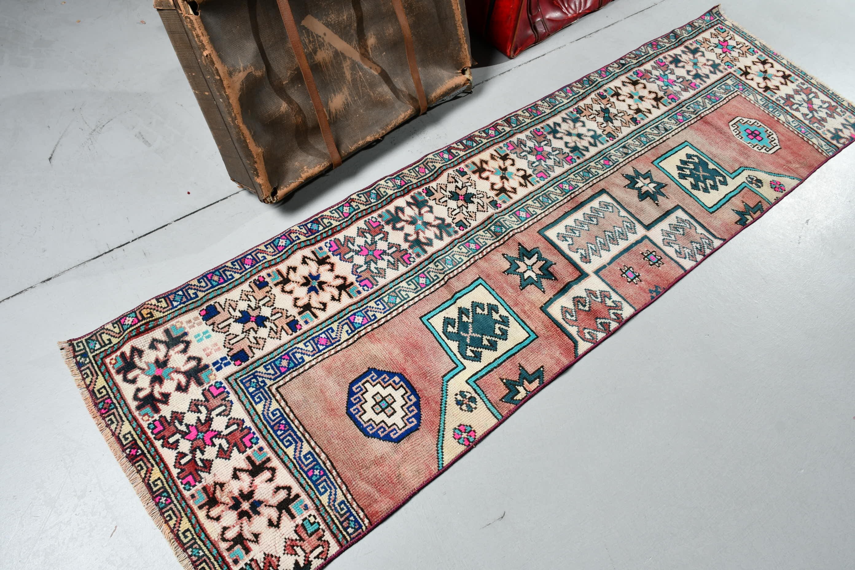 Kitchen Rugs, Hallway Rug, Old Rug, Red Floor Rug, Turkish Rug, 2.2x7.2 ft Runner Rug, Vintage Rug, Rugs for Stair, Oushak Rug, Bedroom Rug