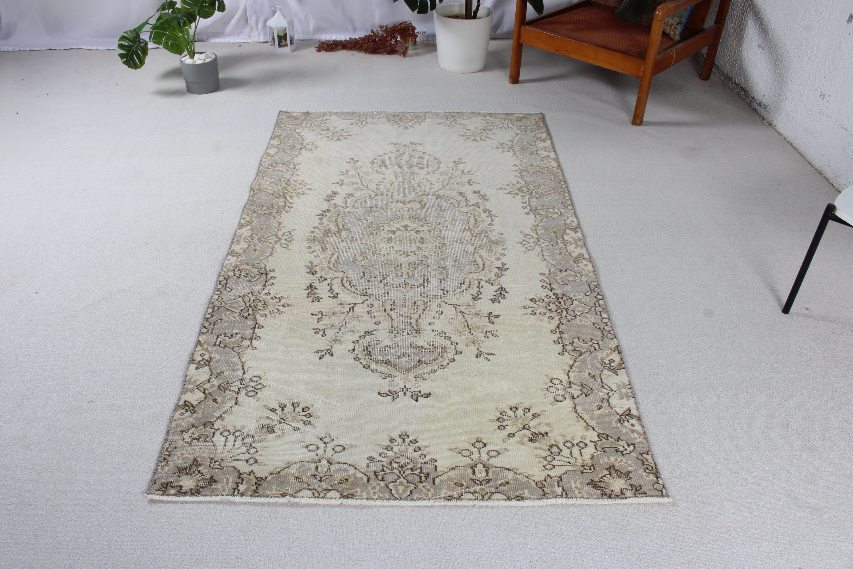 Kitchen Rug, Geometric Rug, Nursery Rug, Exotic Rug, Beige Neutral Rug, 3.6x6.3 ft Accent Rugs, Neutral Rugs, Vintage Rug, Turkish Rugs