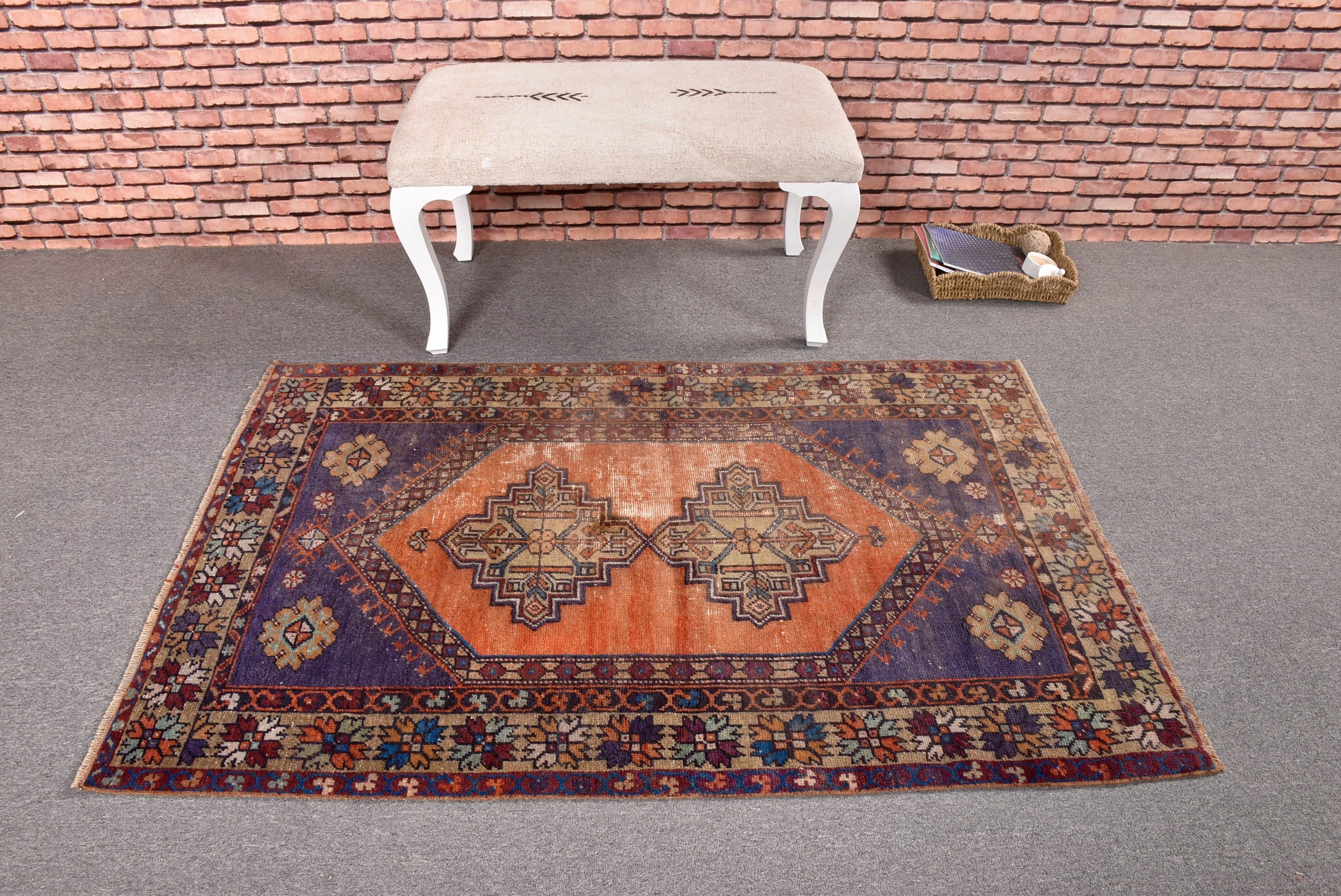 Anadolu Halısı, Mor Mutfak Halıları, Aztek Halısı, Boho Vurgulu Halı, Giriş Halısı, Vintage Halılar, Türk Halısı, Modern Halı, 3,4x5,2 ft Vurgulu Halılar