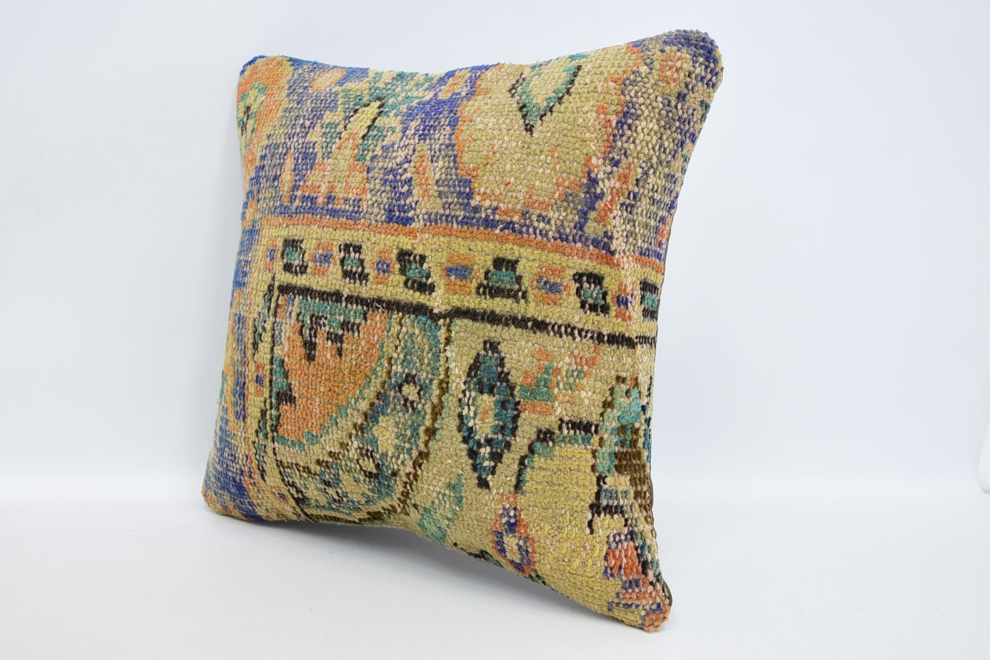 Home Decor Pillow, Antique Pillows, Morroccon Kilim Cushion Pillow, Oriental Pillow Case, Boho Pillow, 16"x16" Beige Pillow