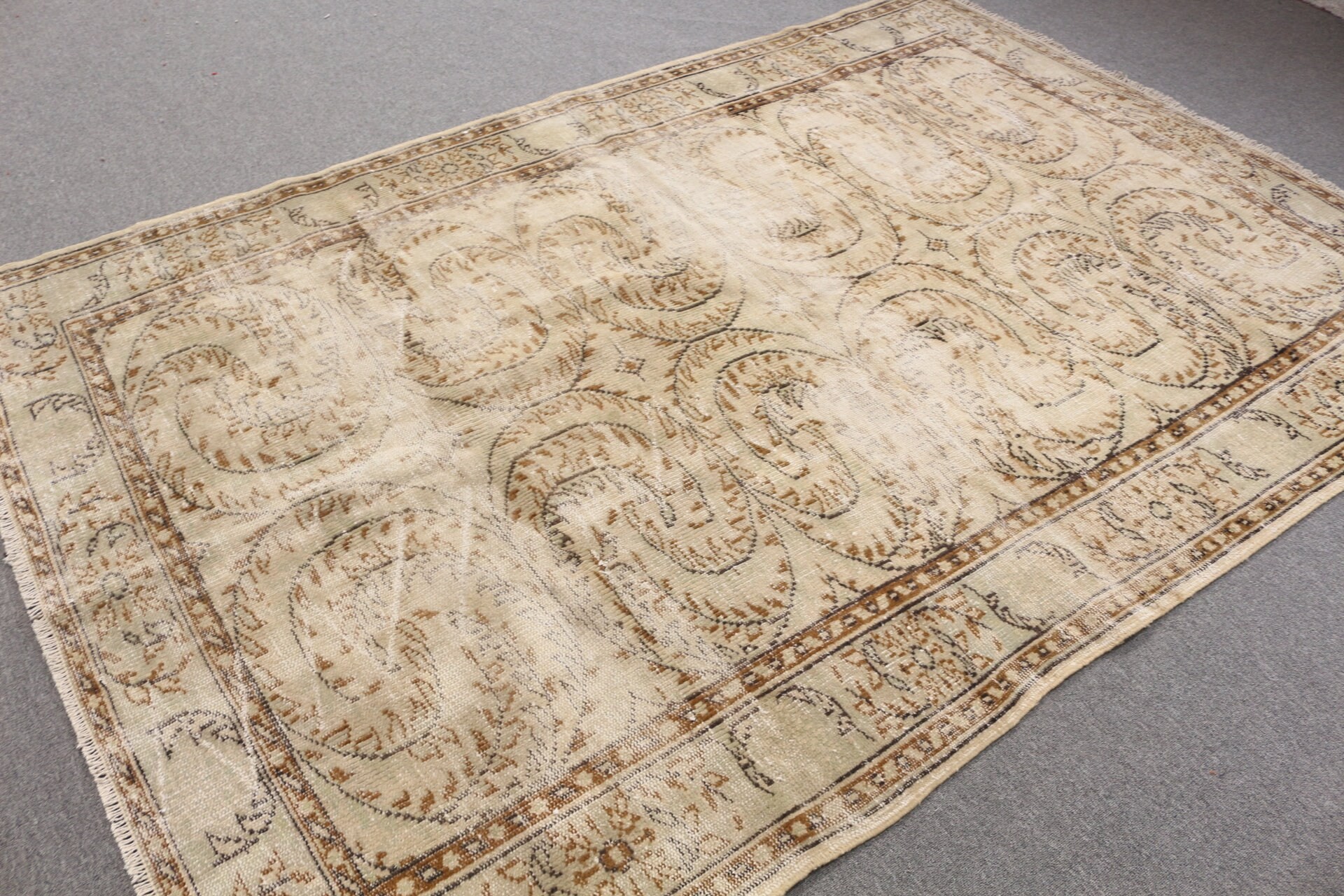 Kitchen Rug, Beige Antique Rugs, Salon Rug, Floor Rug, 6x8.9 ft Large Rugs, Vintage Rug, Rugs for Living Room, Bedroom Rugs, Turkish Rug