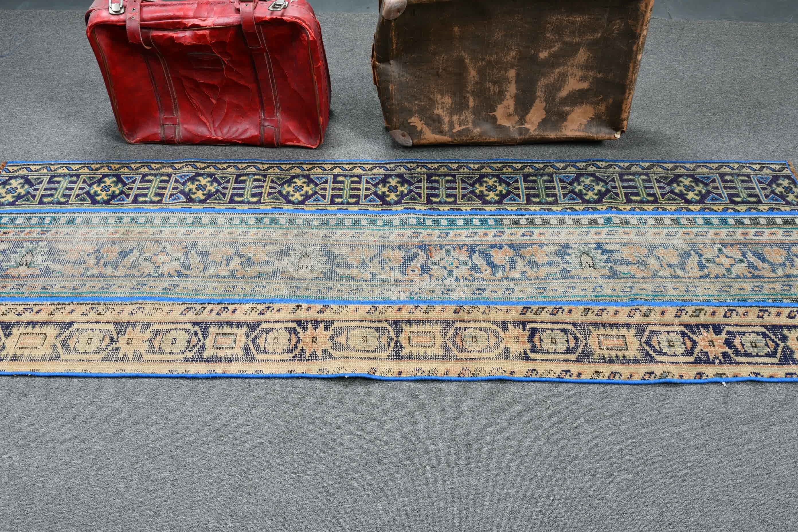 Blue Anatolian Rugs, Old Rug, Kitchen Rugs, 2.4x7.7 ft Runner Rugs, Vintage Rug, Anatolian Rugs, Bedroom Rug, Rugs for Stair, Turkish Rugs