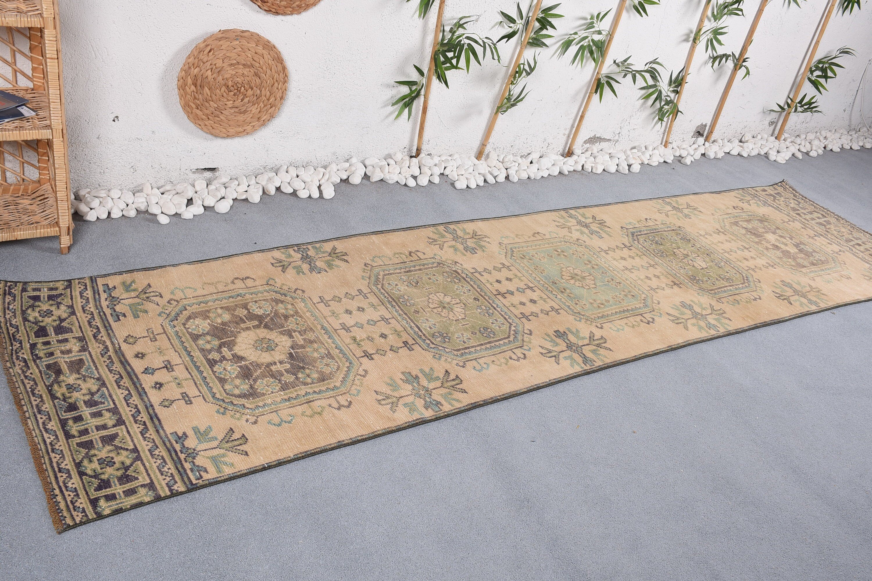 Vintage Halı, Koridor Halısı, Bej Oryantal Halılar, Türkiye Halısı, 2.8x10.8 ft Runner Halıları, Antika Halı, Anadolu Halıları, Türk Halısı, Mutfak Halısı