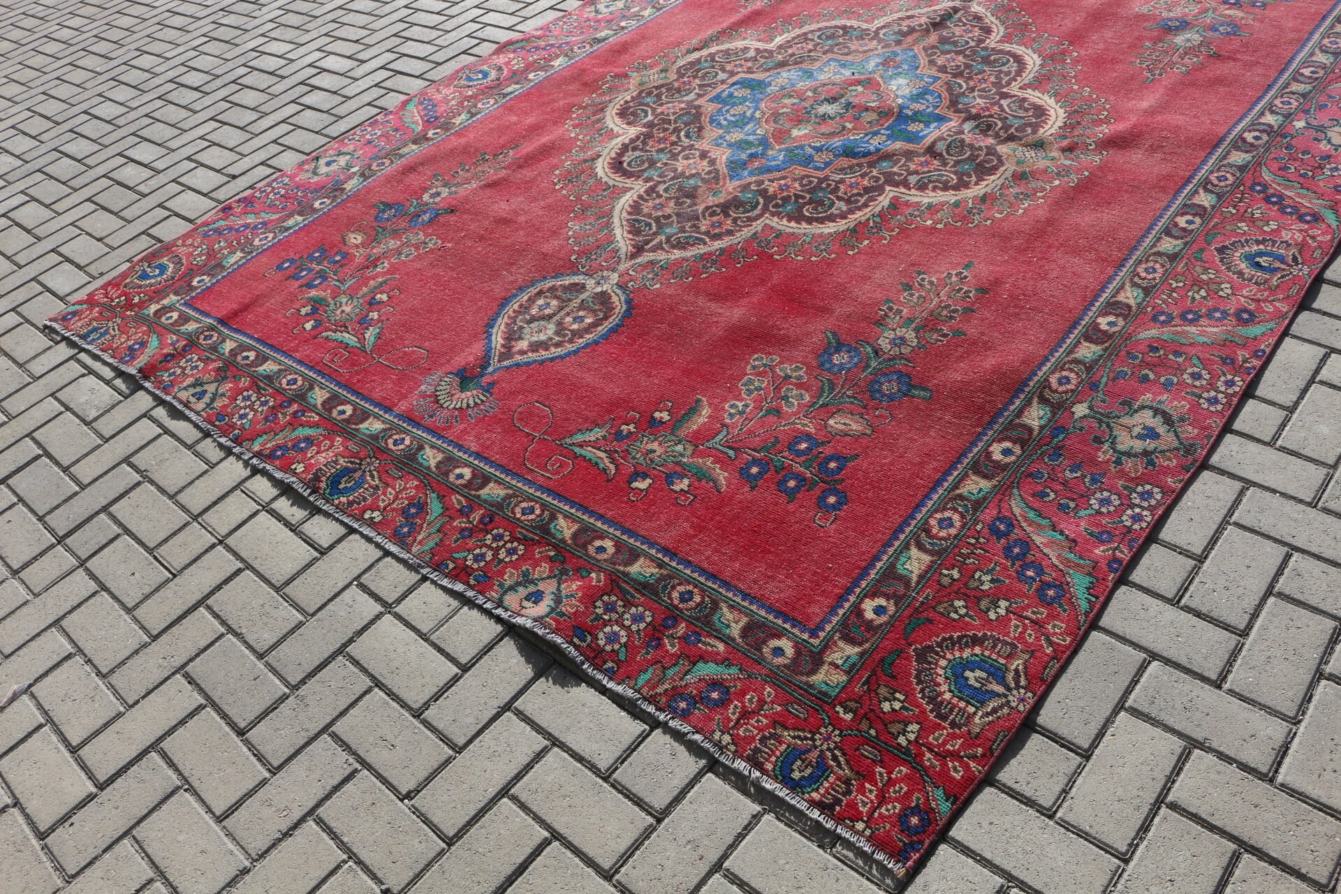 Türk Halısı, Sevimli Halı, Salon Halısı, Vintage Halı, 8.2x11.2 ft Büyük Boy Halı, Oturma Odası Halısı, Yatak Odası Halıları, Oryantal Halı, Kırmızı Anadolu Halısı