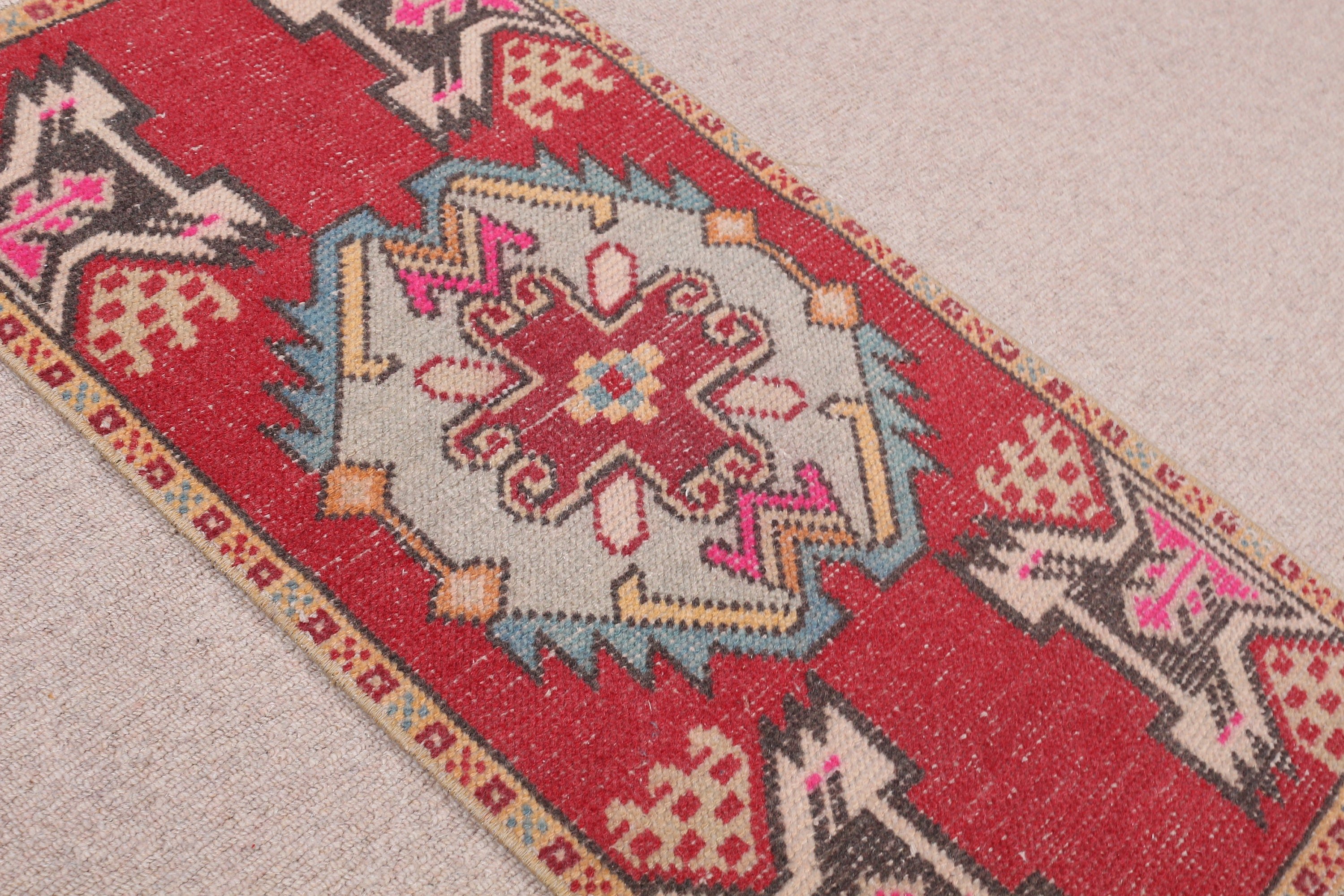 Wall Hanging Rug, Vintage Rug, 1.6x3.1 ft Small Rugs, Oushak Rugs, Car Mat Rug, Kitchen Rug, Turkish Rug, Red Anatolian Rugs, Wedding Rug