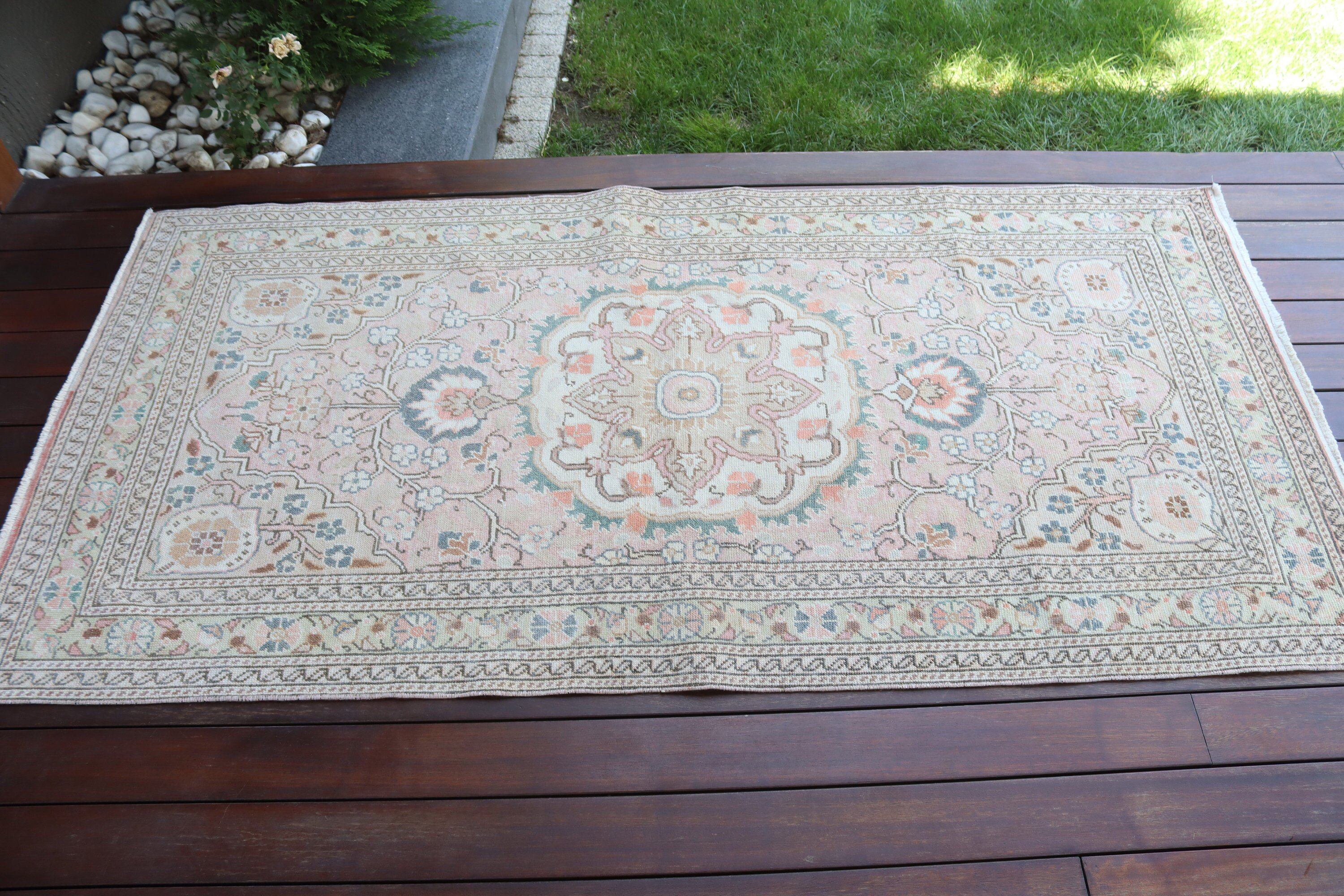 Bedroom Rug, Turkish Rugs, Beige Home Decor Rug, Boho Rugs, Boho Accent Rug, 3x6 ft Accent Rugs, Oushak Rugs, Artistic Rug, Vintage Rug