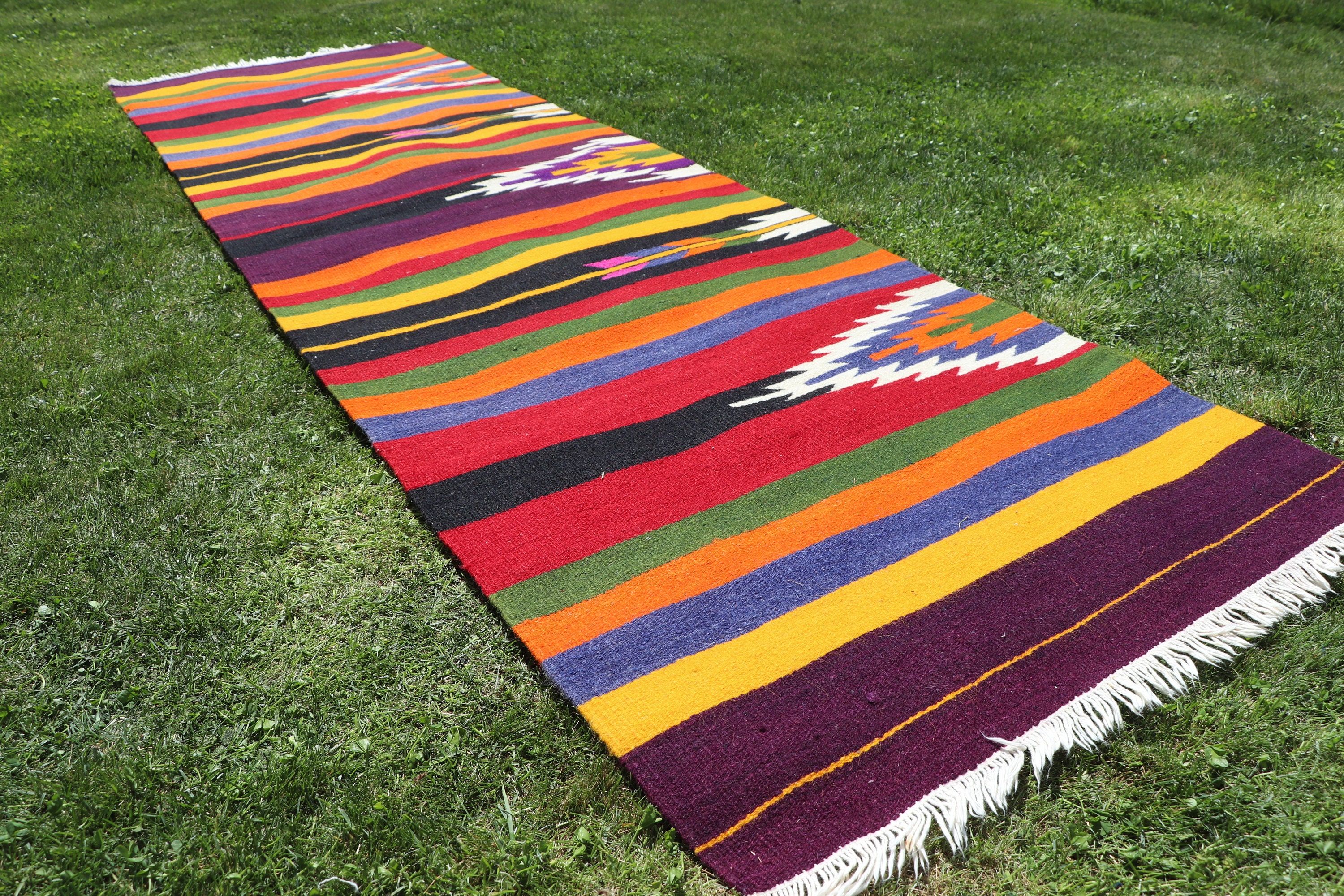 Beni Ourain Runner Rug, Vintage Rug, Purple Bedroom Rugs, Turkish Rugs, Boho Rug, Floor Rug, Kilim, 2.6x8.9 ft Runner Rug