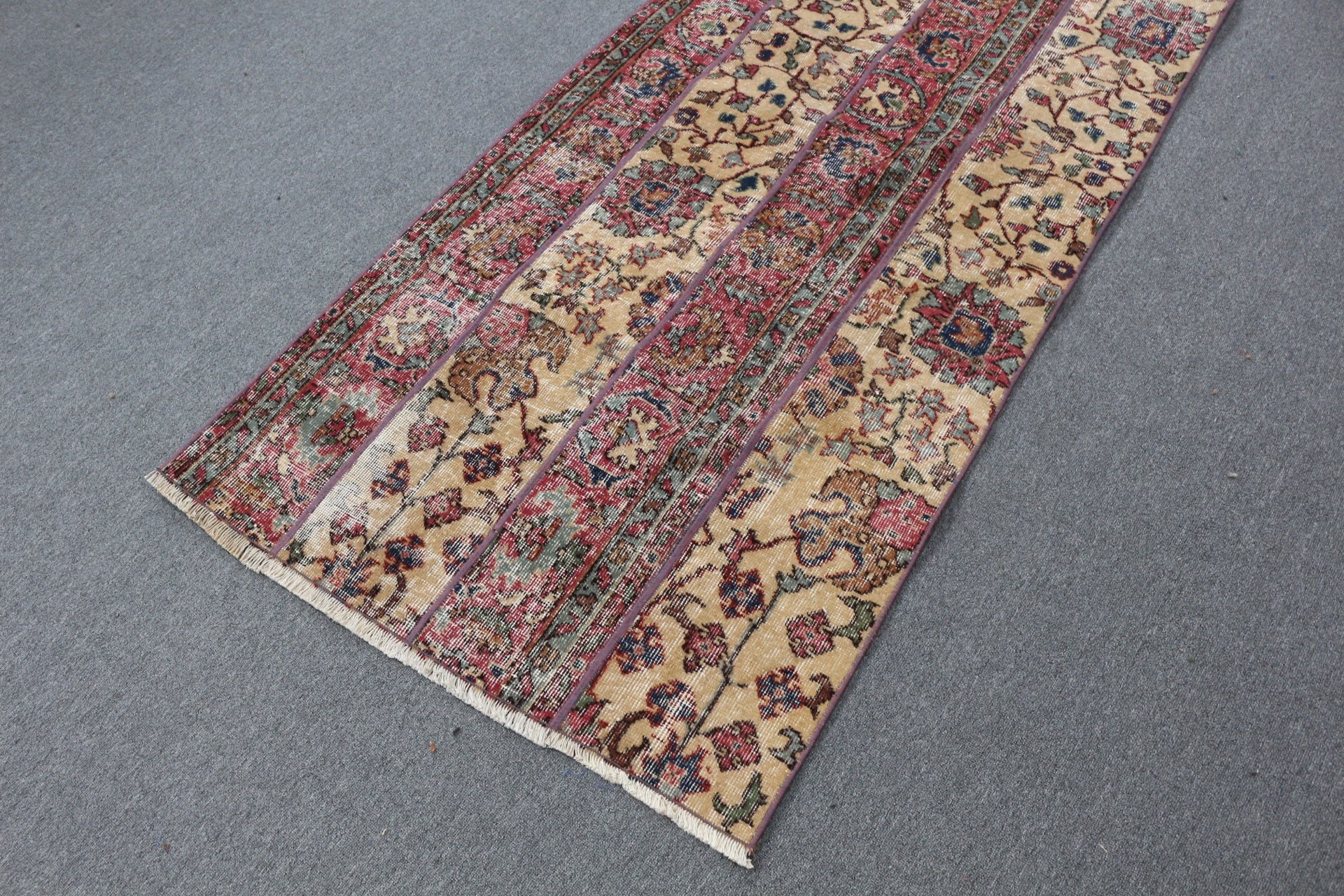 Vintage Rug, Brown  3x7.4 ft Accent Rug, Turkish Rug, Nursery Rug, Rugs for Bedroom, Oushak Rugs, Bedroom Rugs, Art Rug