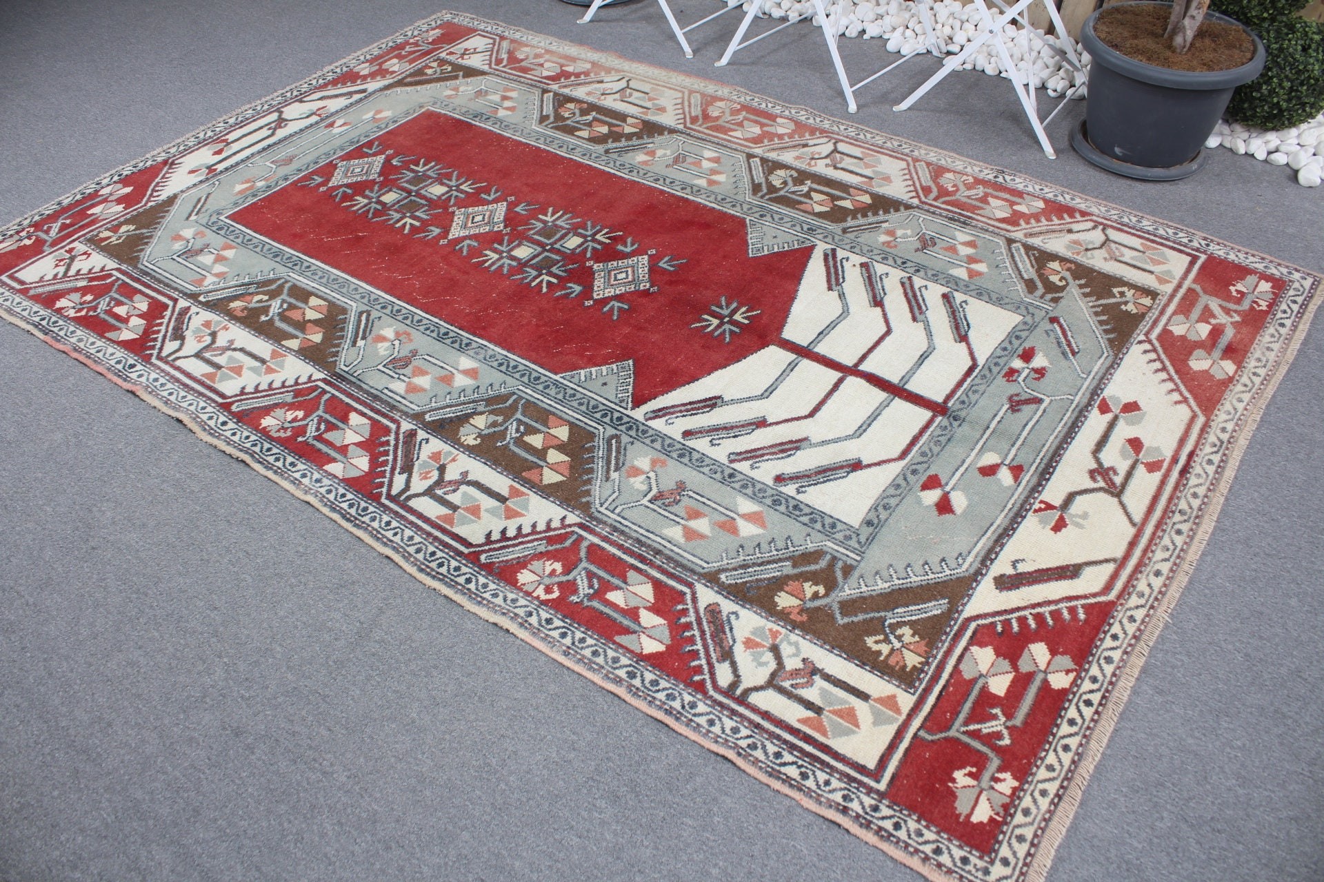 Living Room Rugs, Turkish Rug, Rugs for Living Room, Red  5.5x8.3 ft Large Rug, Vintage Rug, Wool Rug, Salon Rug, Cool Rug