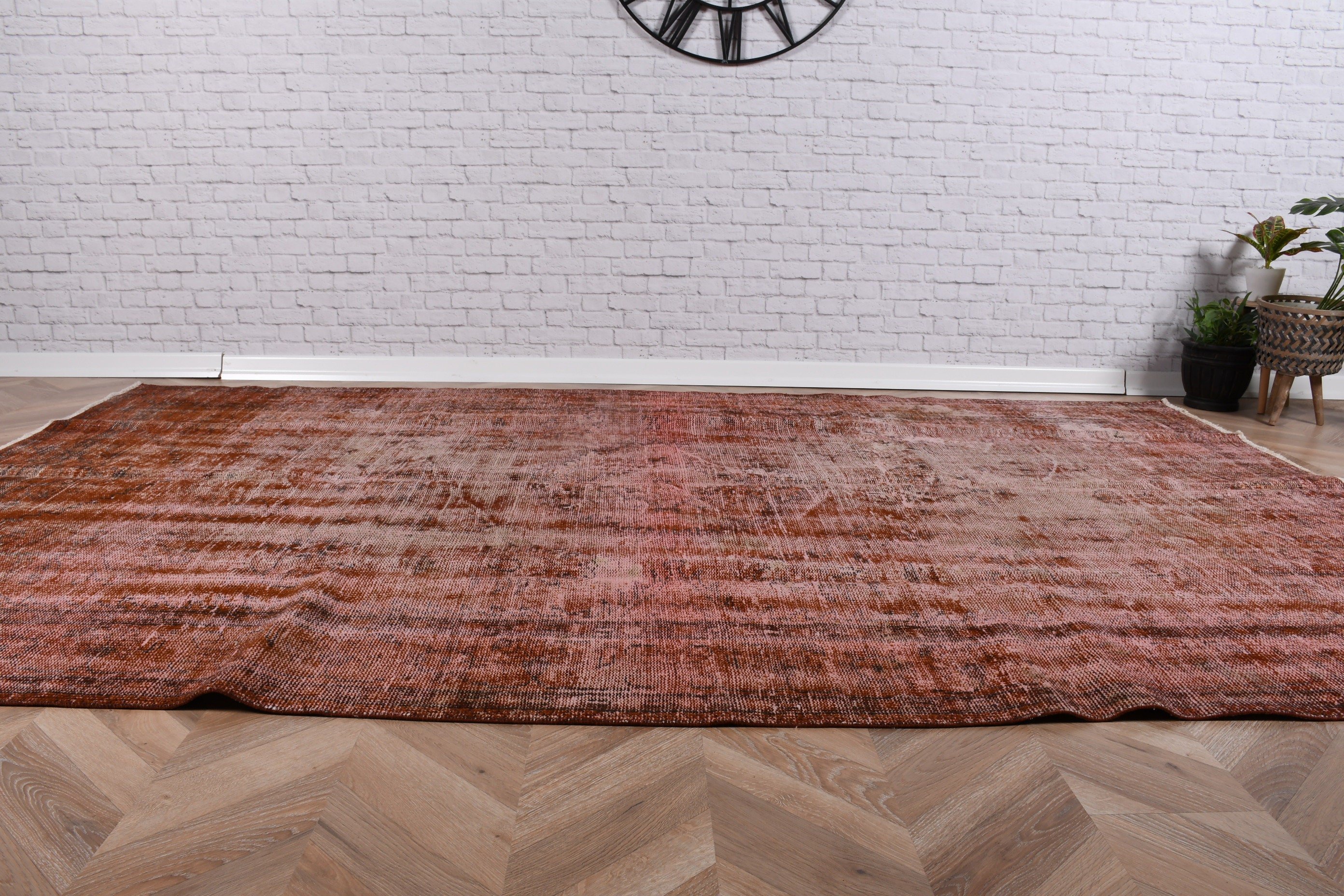 Turuncu Fas Halısı, Yatak Odası Halısı, Türk Halıları, Vintage Halı, Salon Halısı, Ev Dekor Halısı, 6.1x9.8 ft Büyük Halı, Büyük Oushak Halıları