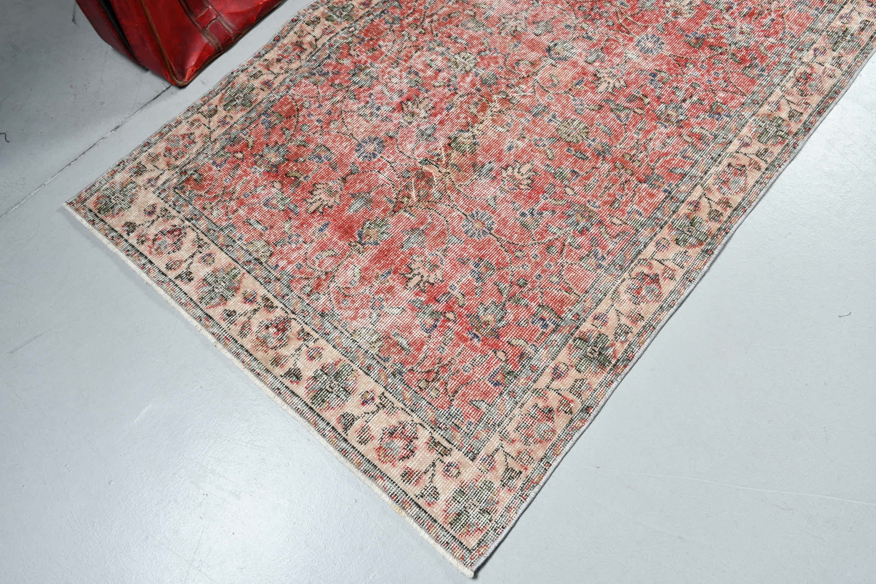 Kitchen Rug, Vintage Rug, 3.4x6.6 ft Accent Rugs, Entry Rug, Bedroom Rug, Turkish Rug, Rugs for Entry, Pink Floor Rugs