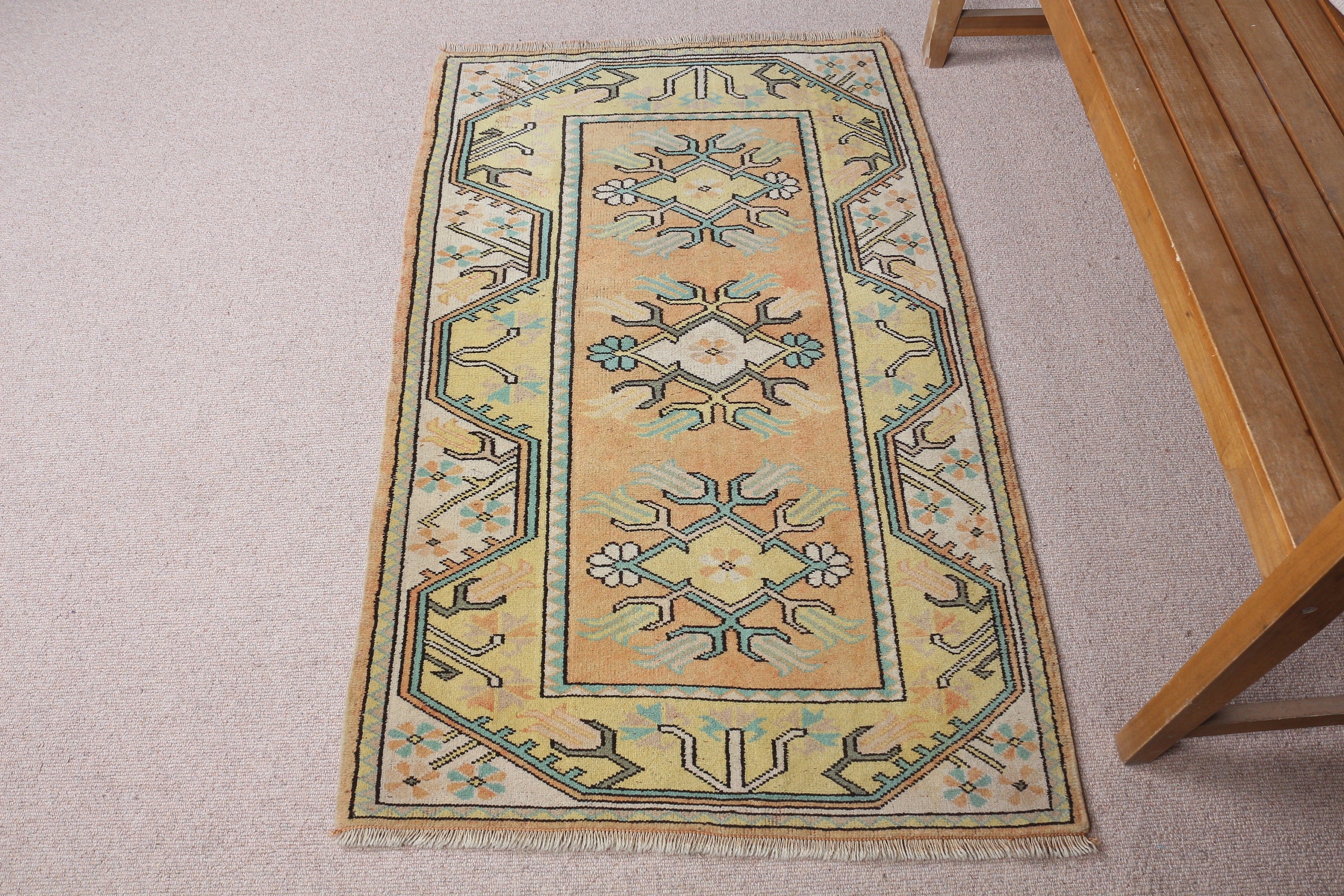 Antika Halı, Turuncu Soğuk Halı, Araba Paspas Halıları, Araba Paspas Halısı, Çocuk Halısı, Oryantal Halı, 2,7x4,4 ft Küçük Halı, Vintage Halılar, Türk Halısı