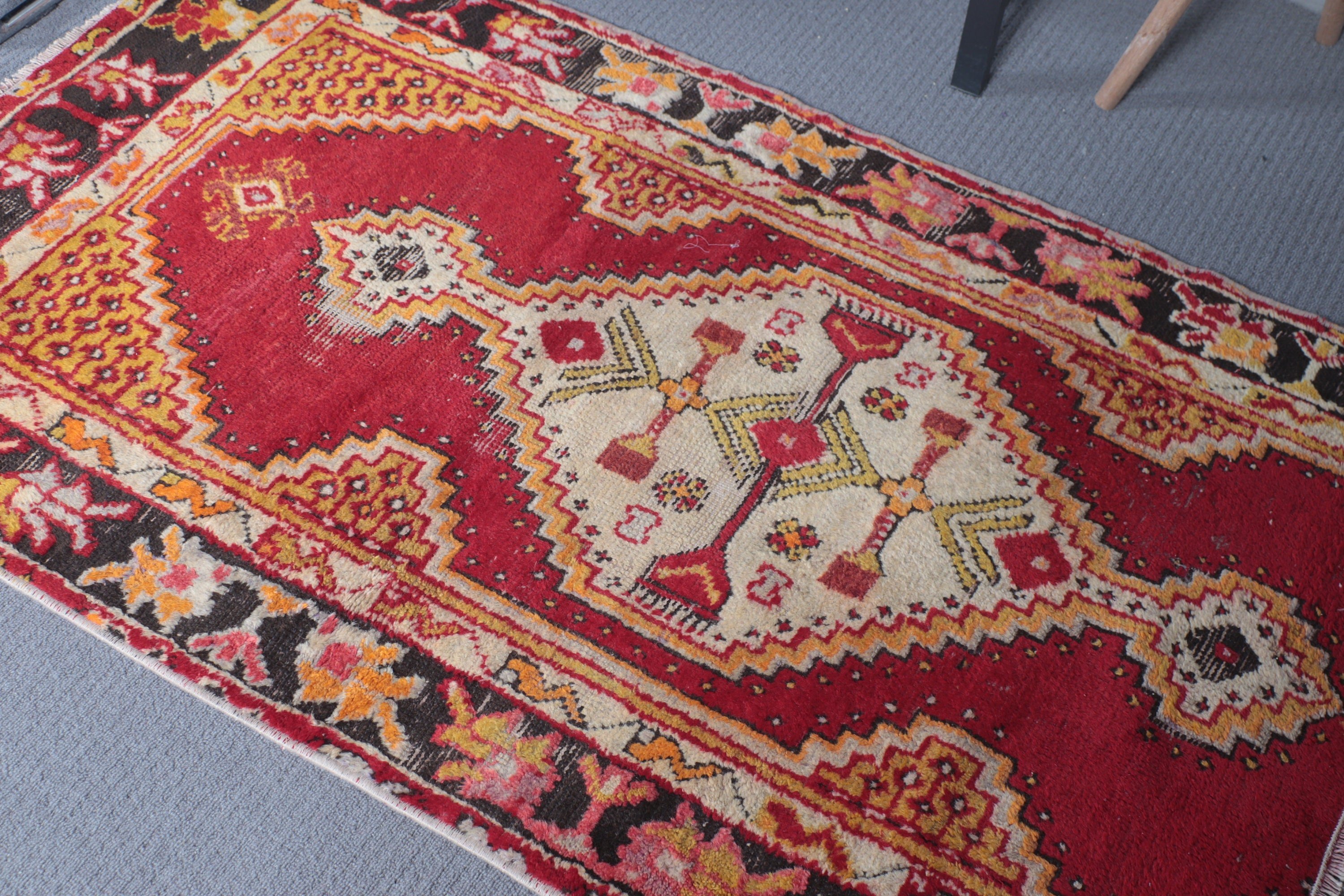 Floor Rug, Handmade Rug, Kitchen Rugs, Statement Rug, 2.6x4.2 ft Small Rugs, Small Area Rugs, Vintage Rug, Turkish Rugs, Red Antique Rug