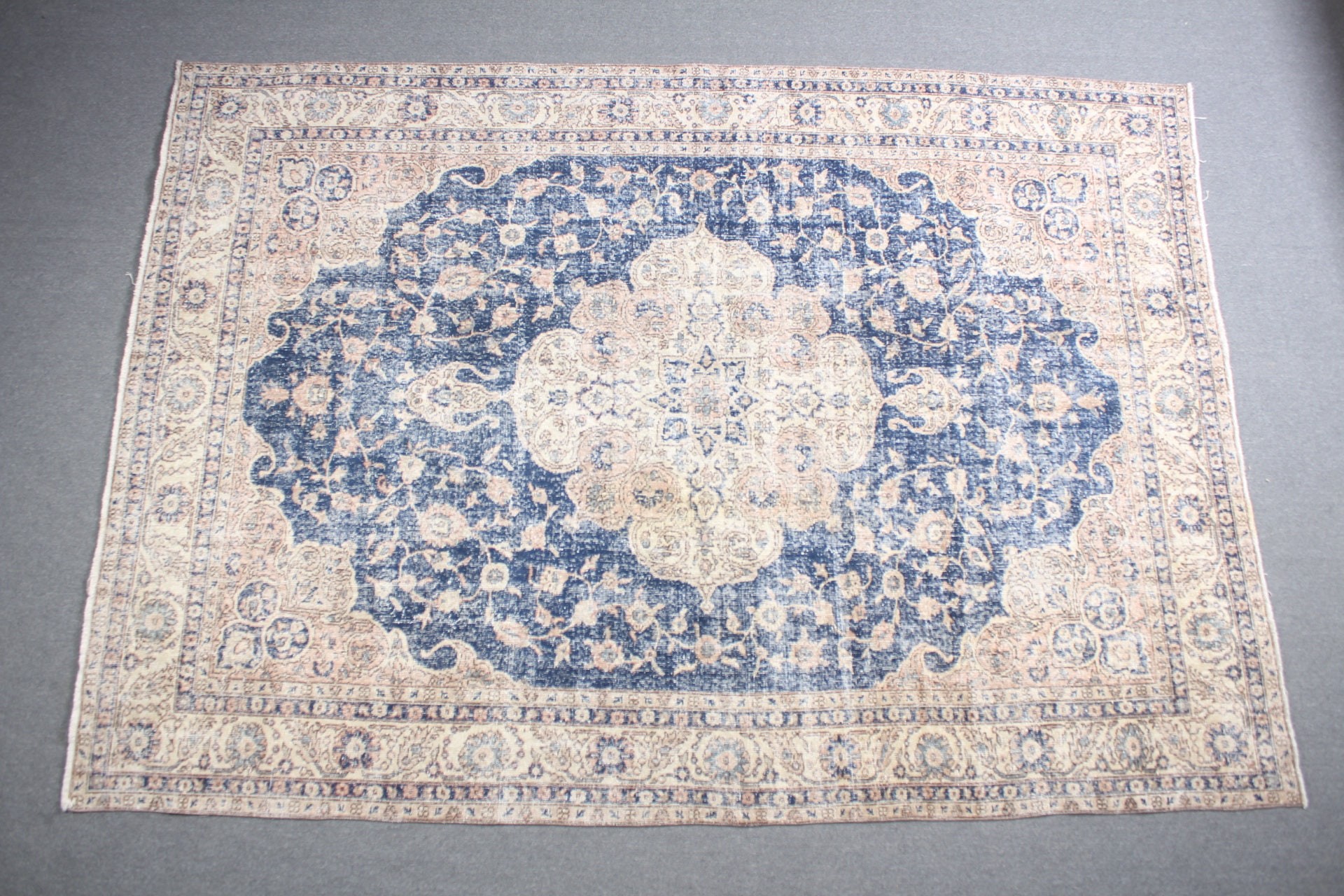 Antique Rug, Vintage Rugs, Turkish Rug, Salon Rug, 7.4x10.6 ft Oversize Rugs, Saloon Rug, Blue Cool Rug, Nomadic Rug, Art Rug