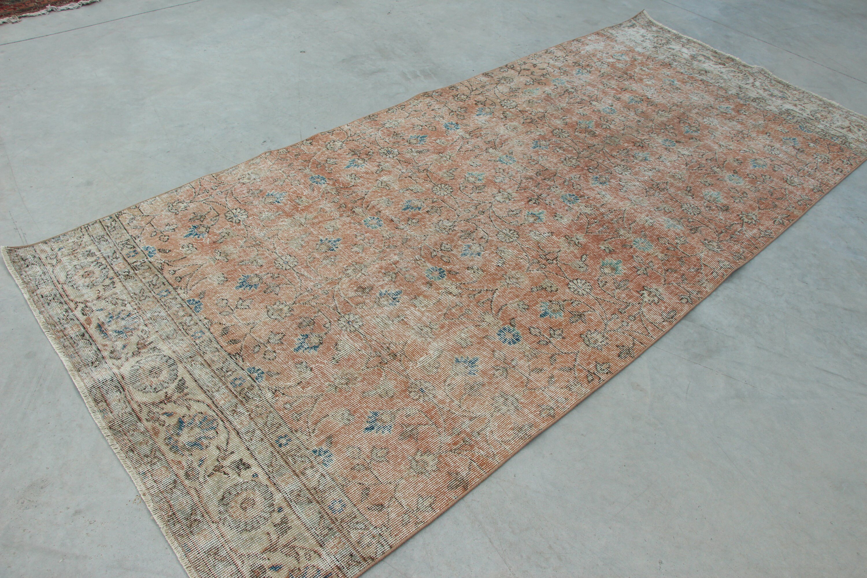 Vintage Rug, Moroccan Rug, Pink Antique Rug, Floor Rug, 4.4x9.9 ft Large Rug, Living Room Rugs, Turkish Rug, Turkey Rug, Dining Room Rug