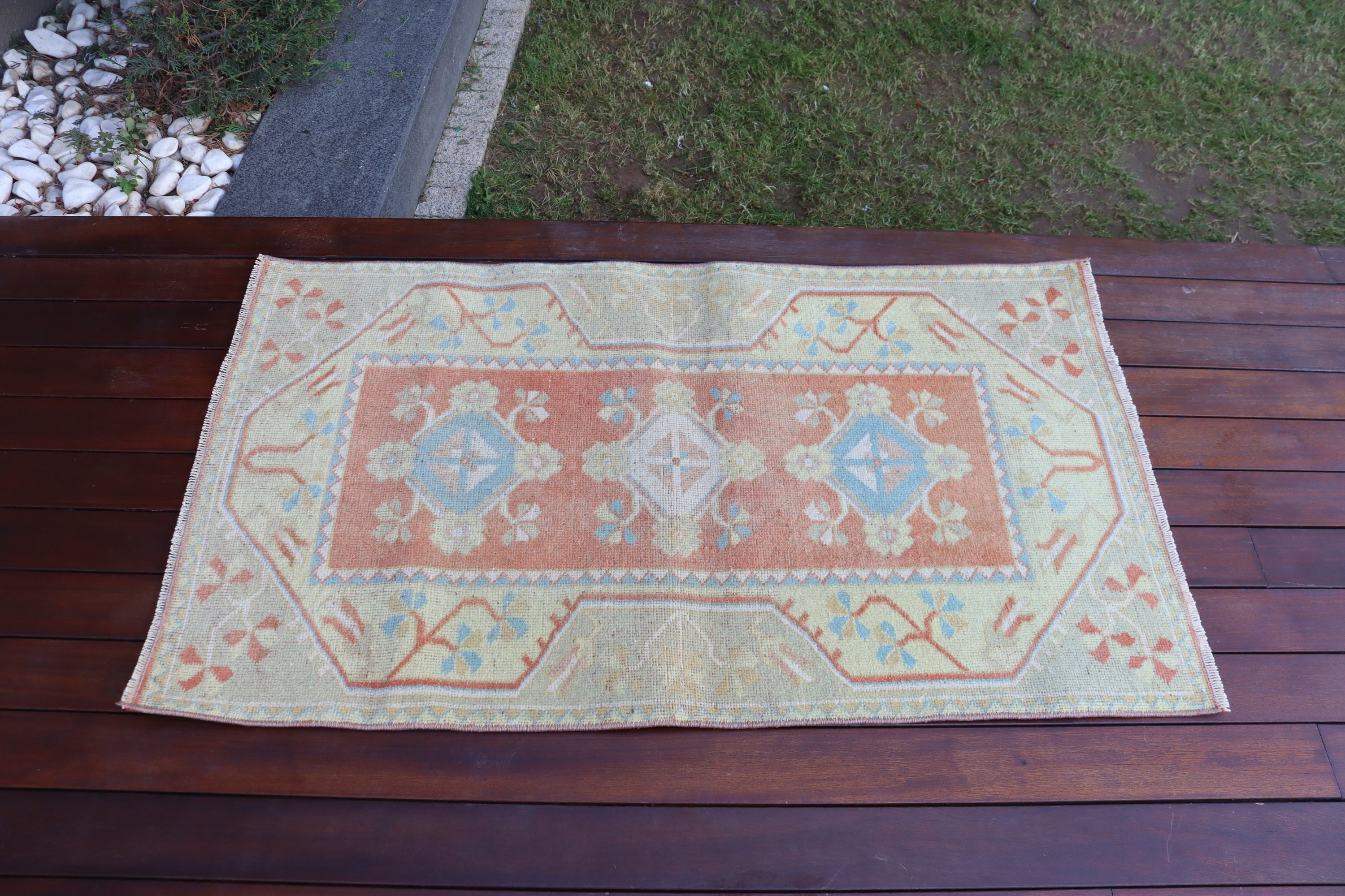 Kapı Paspası Halısı, Banyo Halıları, Vintage Halı, Türk Halıları, Modern Halılar, Etnik Halılar, 2,4x4,2 ft Küçük Halı, Turuncu Geometrik Halılar, Düz Dokuma Halı