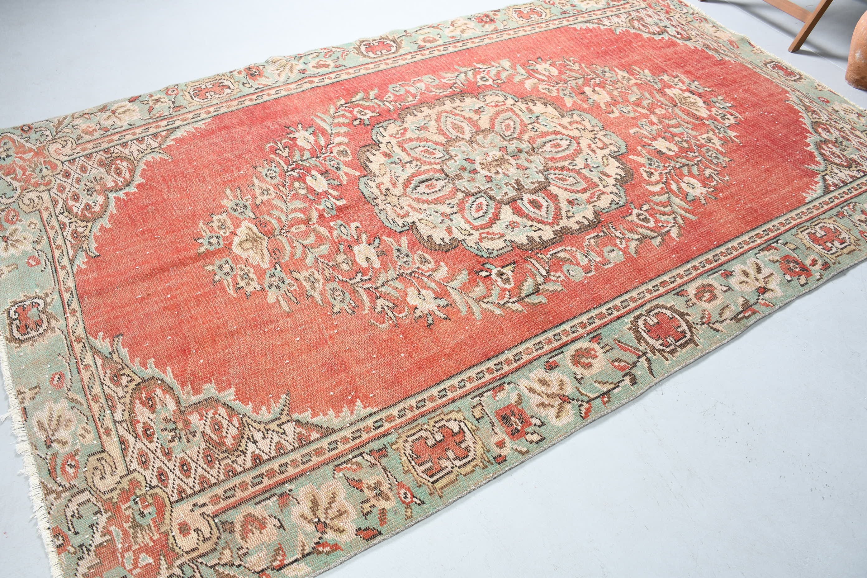 Salon Rugs, Vintage Rug, Dining Room Rugs, Home Decor Rug, 5.6x9.4 ft Large Rug, Turkish Rug, Red Bedroom Rug, Moroccan Rugs, Retro Rugs