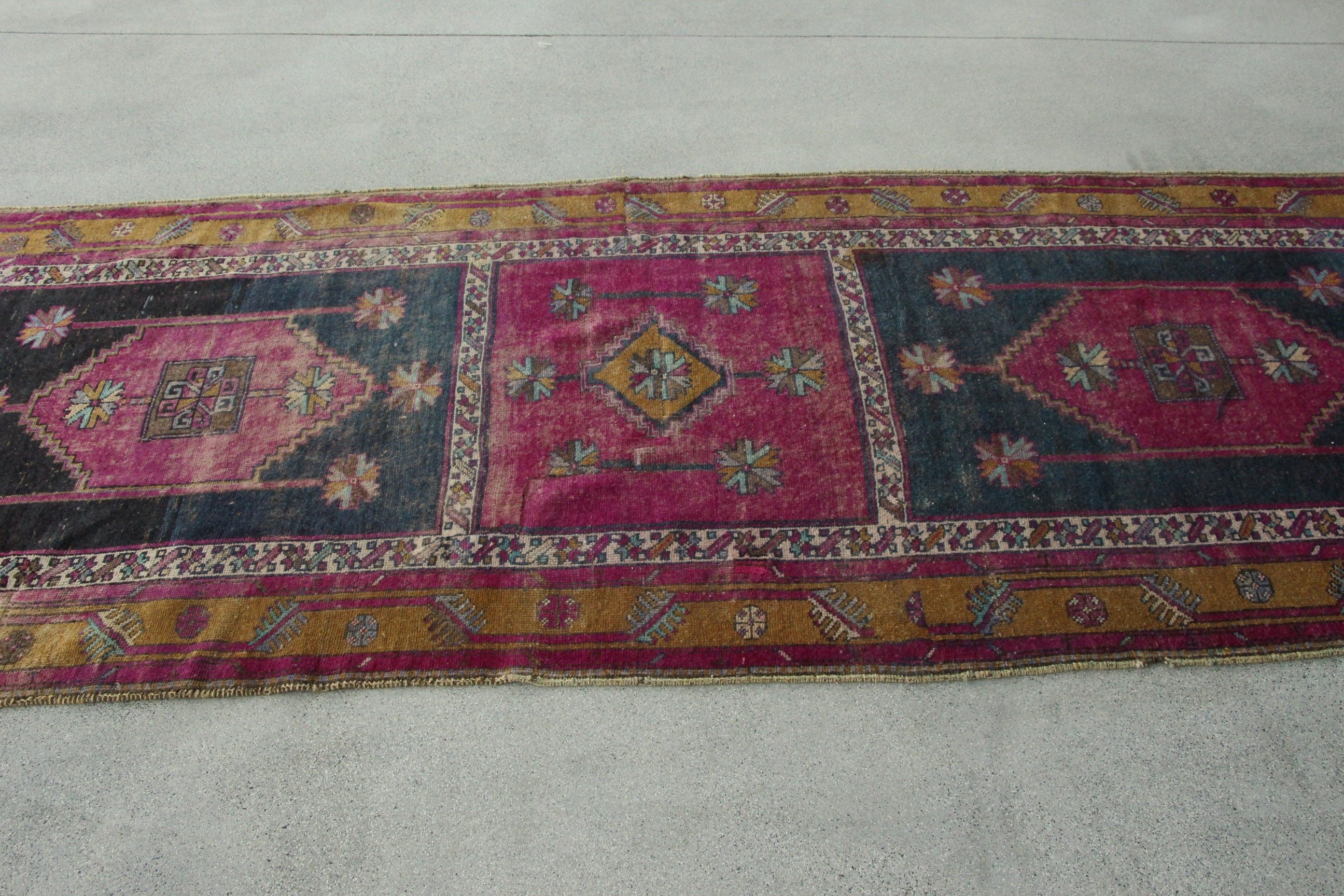 Havalı Halı, Yer Halısı, Mor Oryantal Halı, 3,6x9,3 ft Runner Halıları, Koridor Halısı, Vintage Halı, Koridor Halısı, Türk Halısı, Koridor Halıları