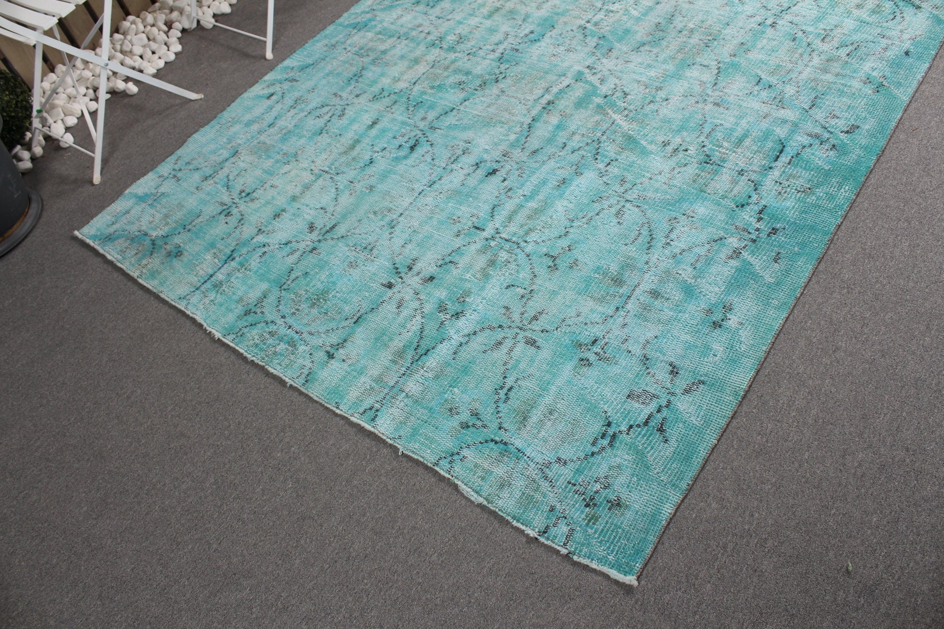 5.5x6.4 ft Area Rug, Cool Rug, Bedroom Rugs, Antique Rug, Rugs for Dining Room, Blue Cool Rug, Vintage Rug, Indoor Rugs, Turkish Rug