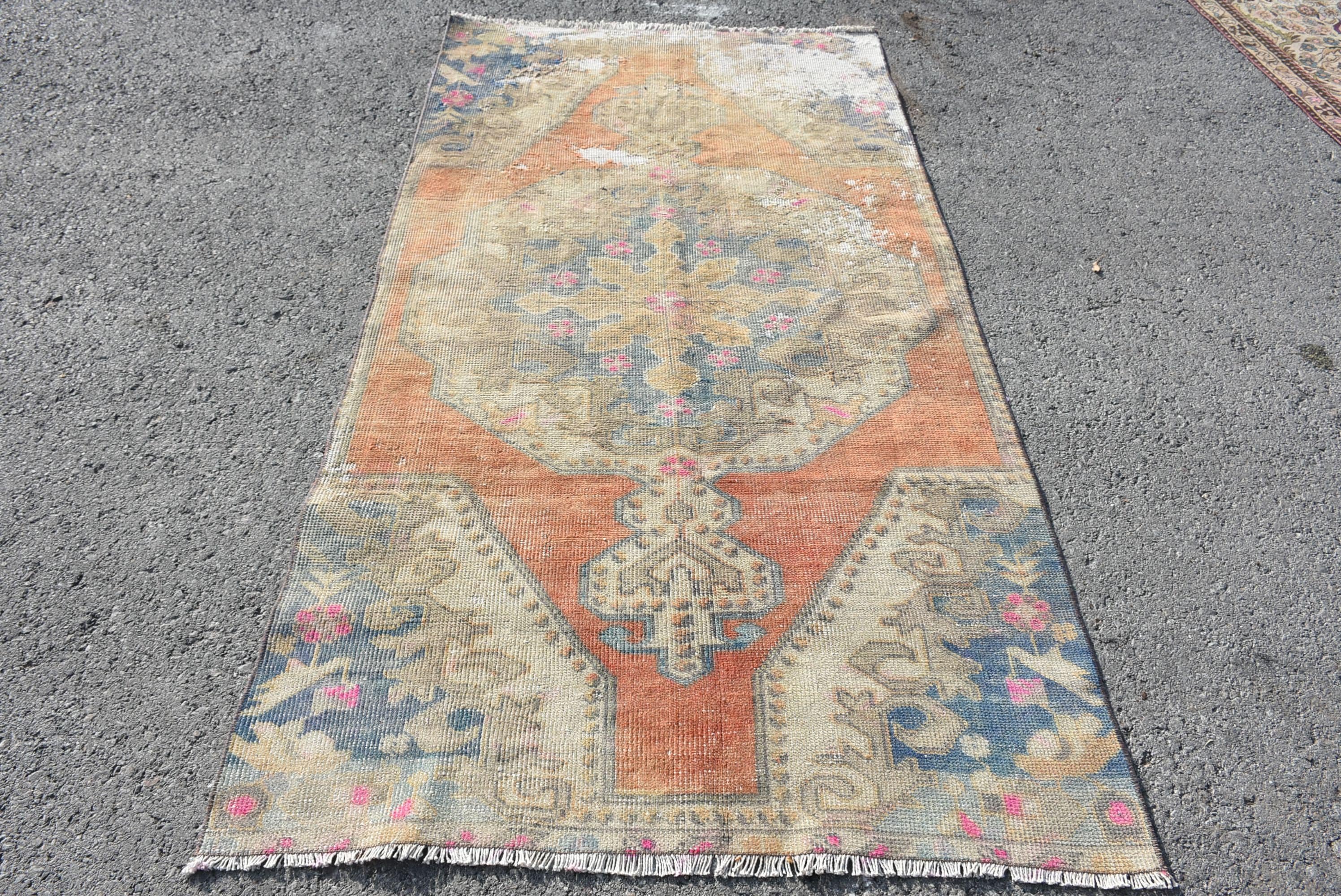 3.6x6.7 ft Area Rugs, Orange Floor Rug, Vintage Decor Rug, Cool Rugs, Anatolian Rug, Turkish Rug, Vintage Rugs, Rugs for Indoor, Pastel Rug