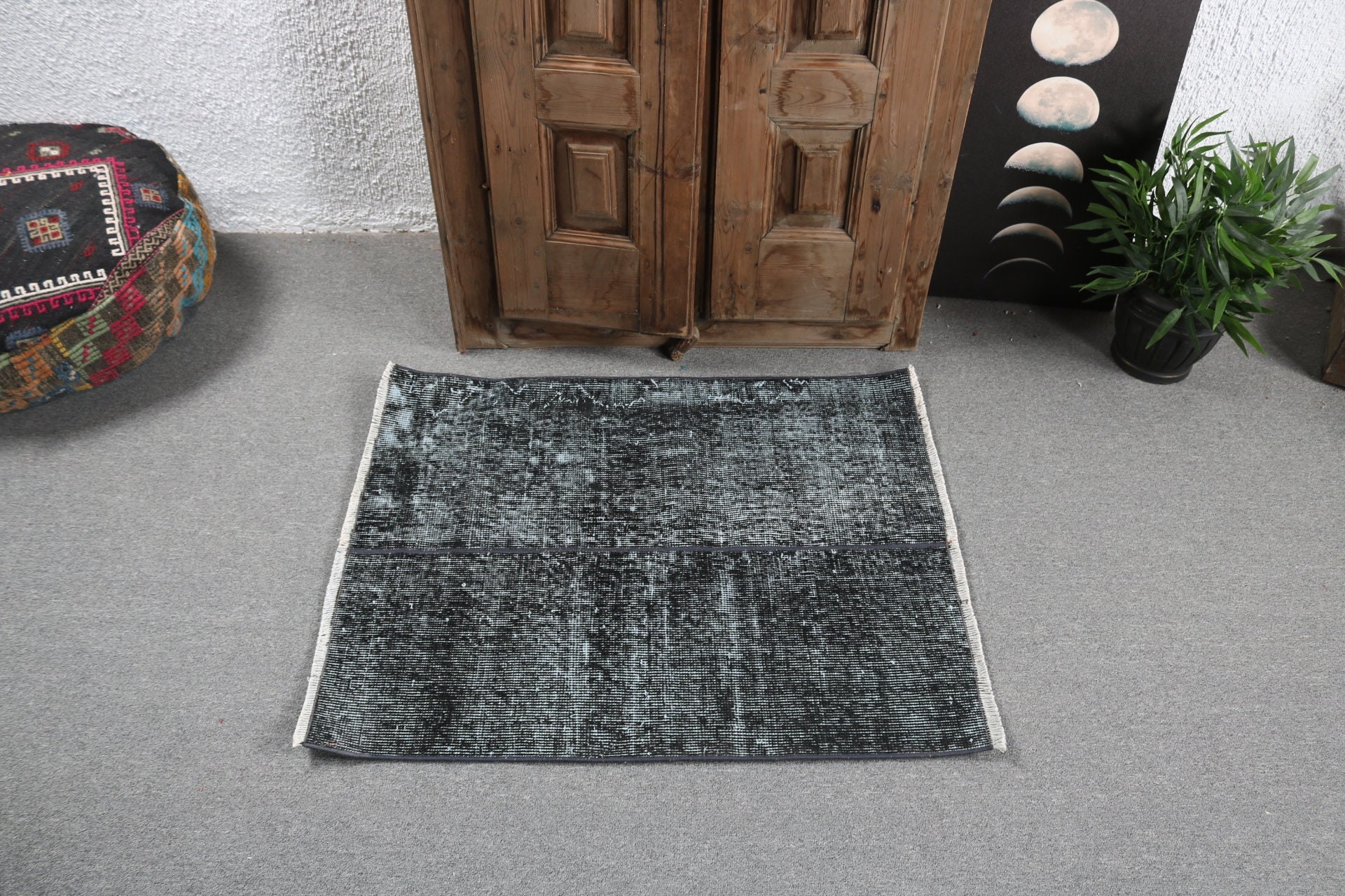 Flatweave Rug, Kitchen Rugs, 2.5x3.1 ft Small Rugs, Turkish Rugs, Vintage Rugs, Black Moroccan Rugs, Bath Rugs, Handwoven Rugs, Floor Rug