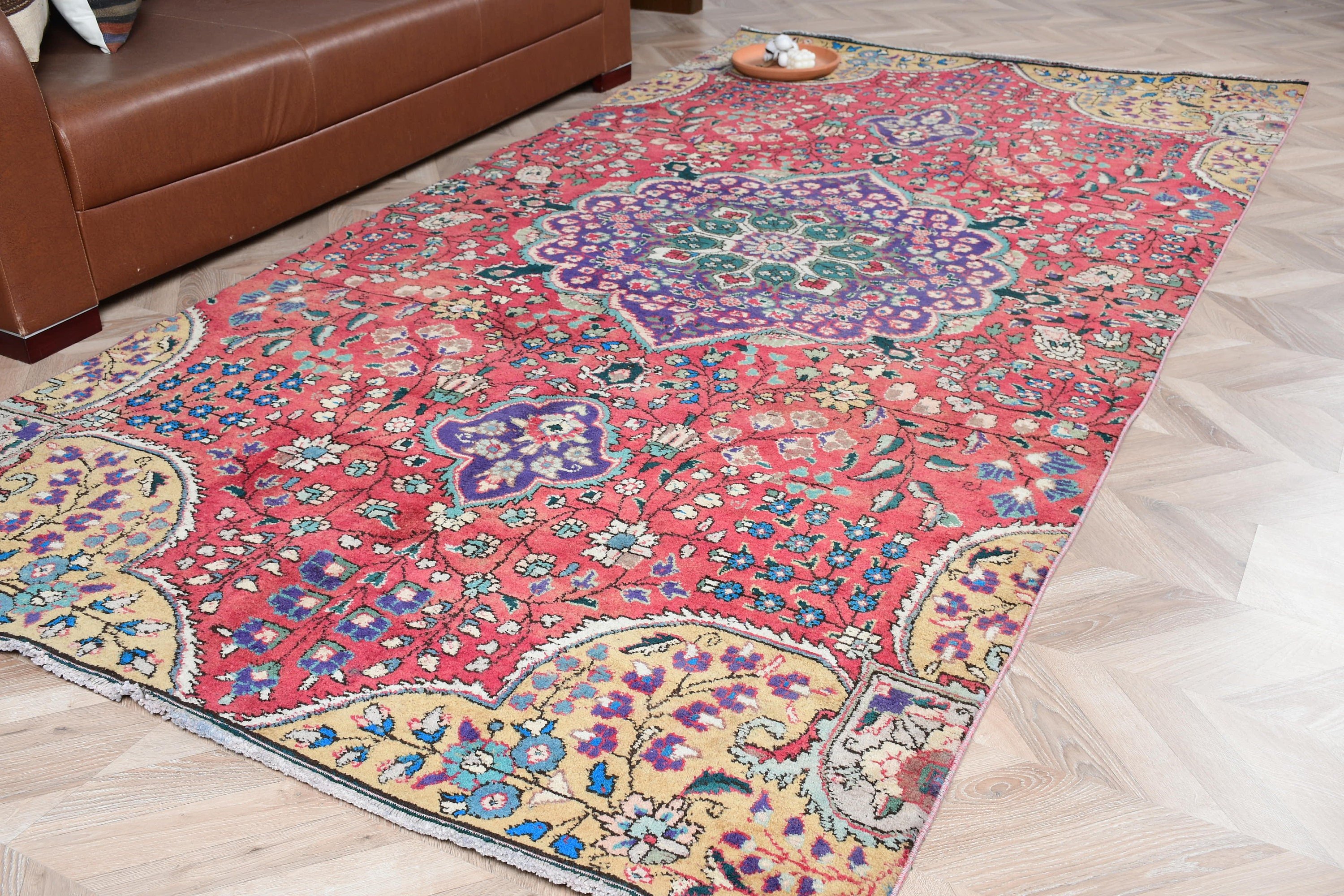 Oushak Halı, Yatak Odası Halıları, Türk Halısı, Oryantal Halı, Vintage Halı, Salon Halısı, Oturma Odası Halıları, Kırmızı Fas Halısı, 5.1x10.2 ft Büyük Halı