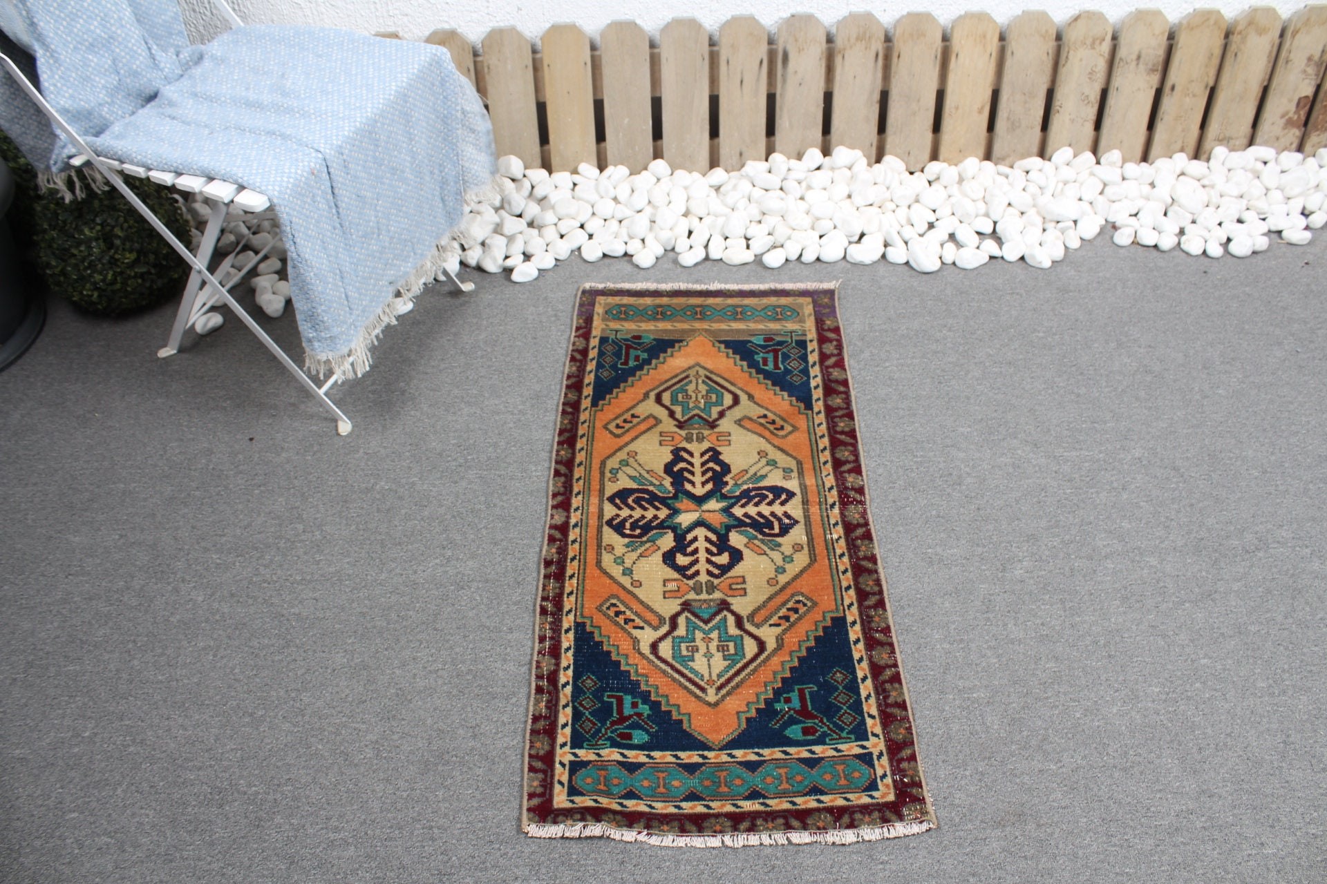 1.6x3.3 ft Small Rug, Turkish Rug, Vintage Rug, Beige Bedroom Rugs, Bath Rug, Rugs for Kitchen, Oushak Rugs, Entry Rugs, Home Decor Rug