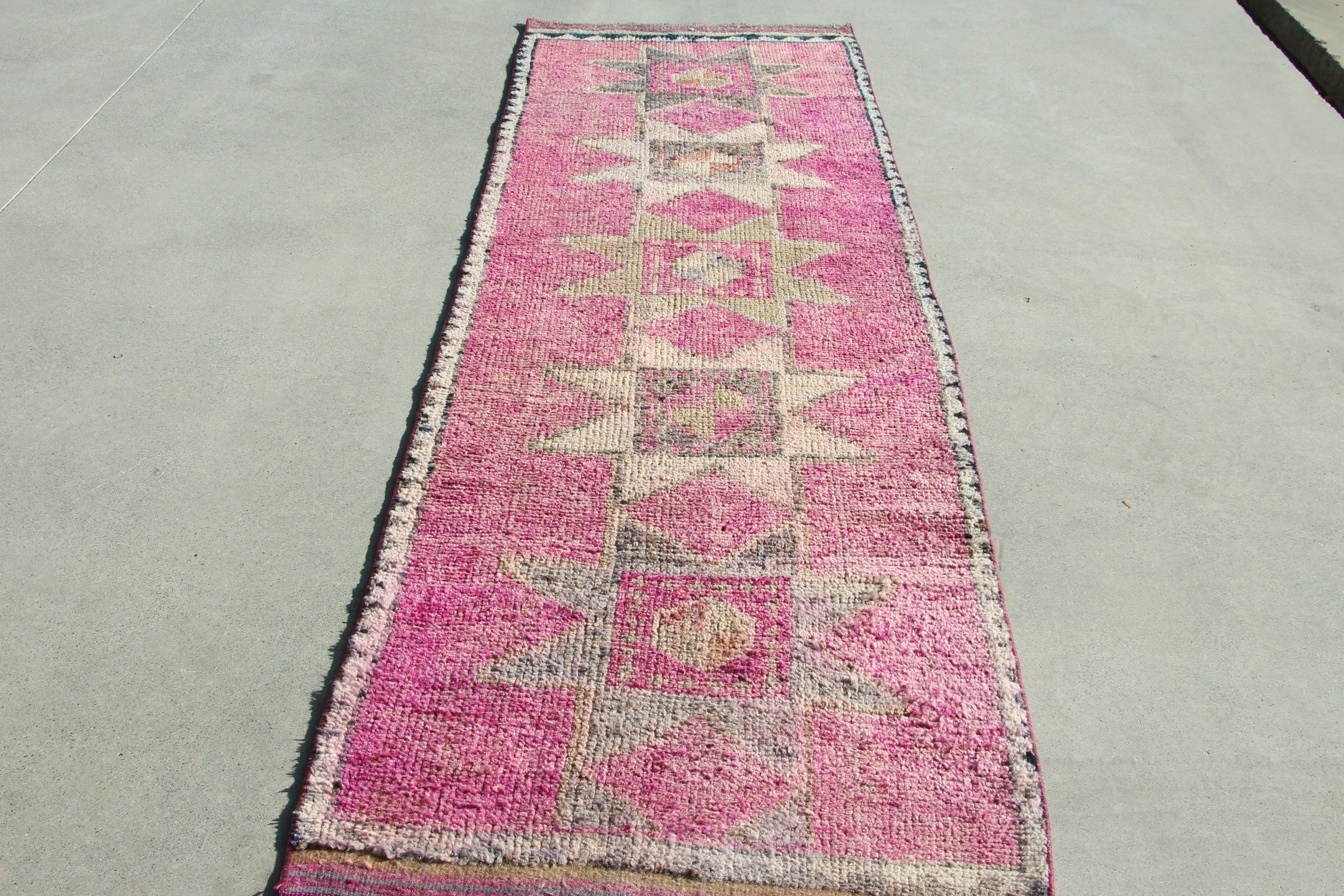 Stair Rugs, Bedroom Rug, 3x9.2 ft Runner Rugs, Ethnic Rugs, Corridor Rug, Vintage Rugs, Geometric Rugs, Turkish Rugs, Pink Neutral Rugs