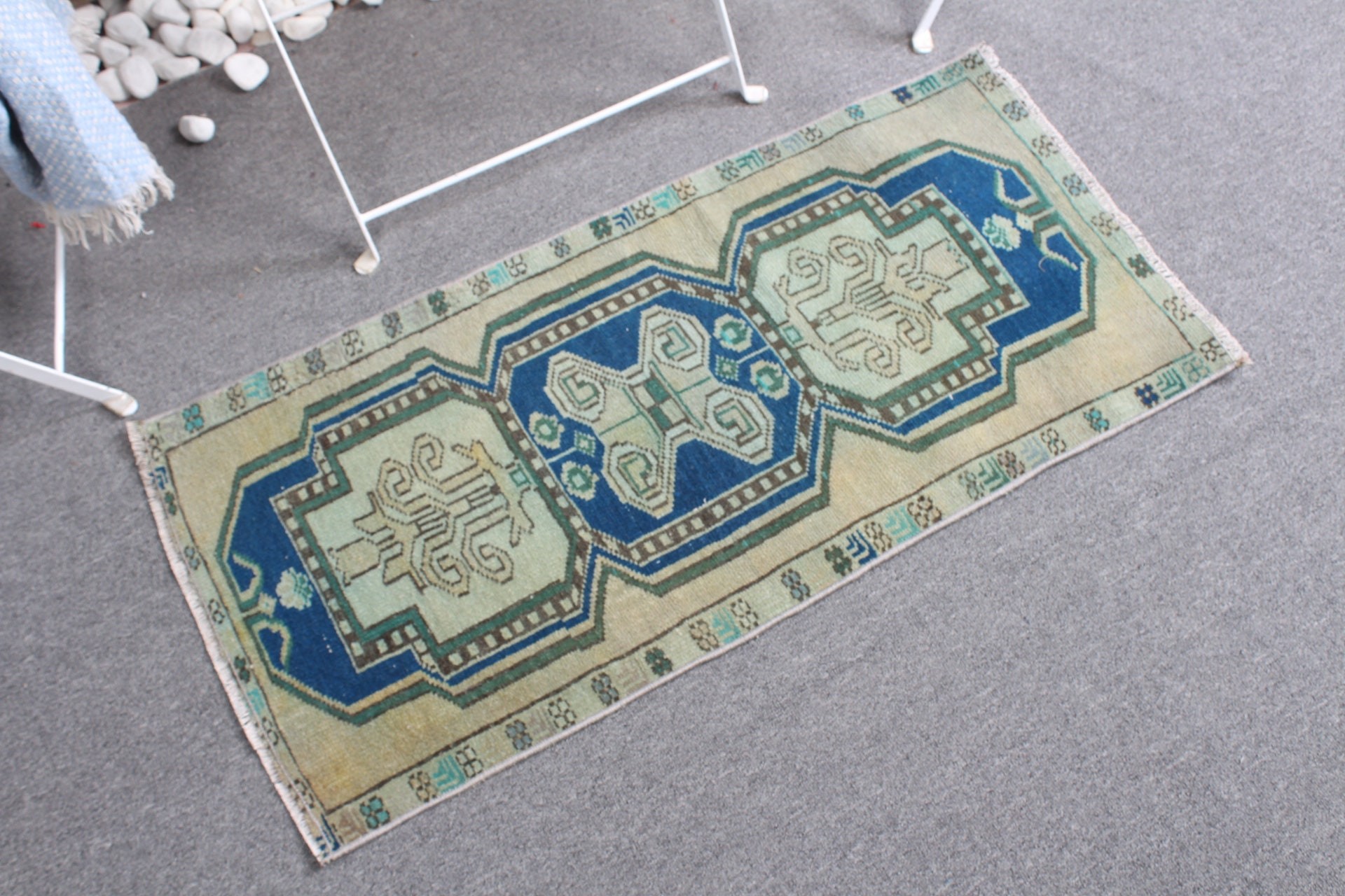 Green Wool Rug, Bath Rug, Rugs for Entry, Bathroom Rug, Wool Rugs, Turkish Rug, Floor Rug, Vintage Rug, 1.6x3.1 ft Small Rugs